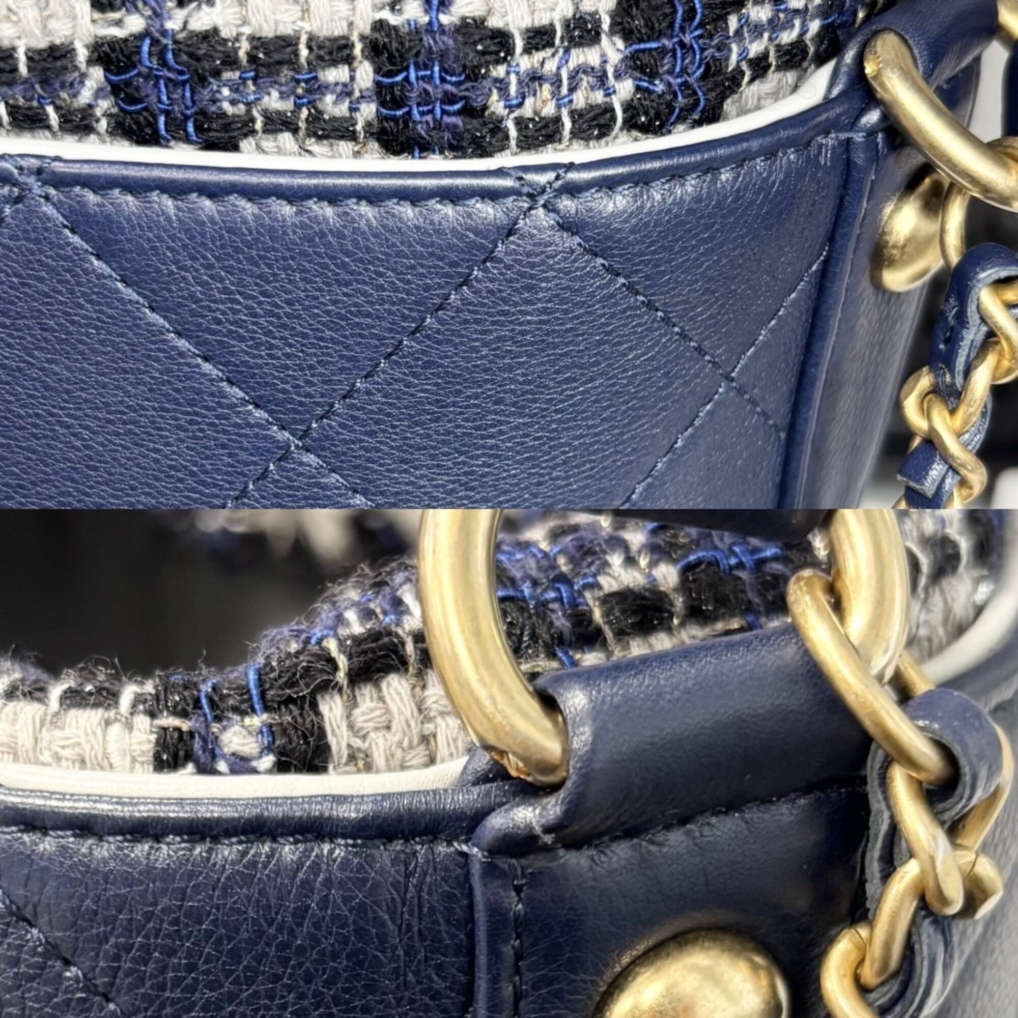 Chanel Matelasse Navy Leather Shoulder Bag (Pre-Owned)