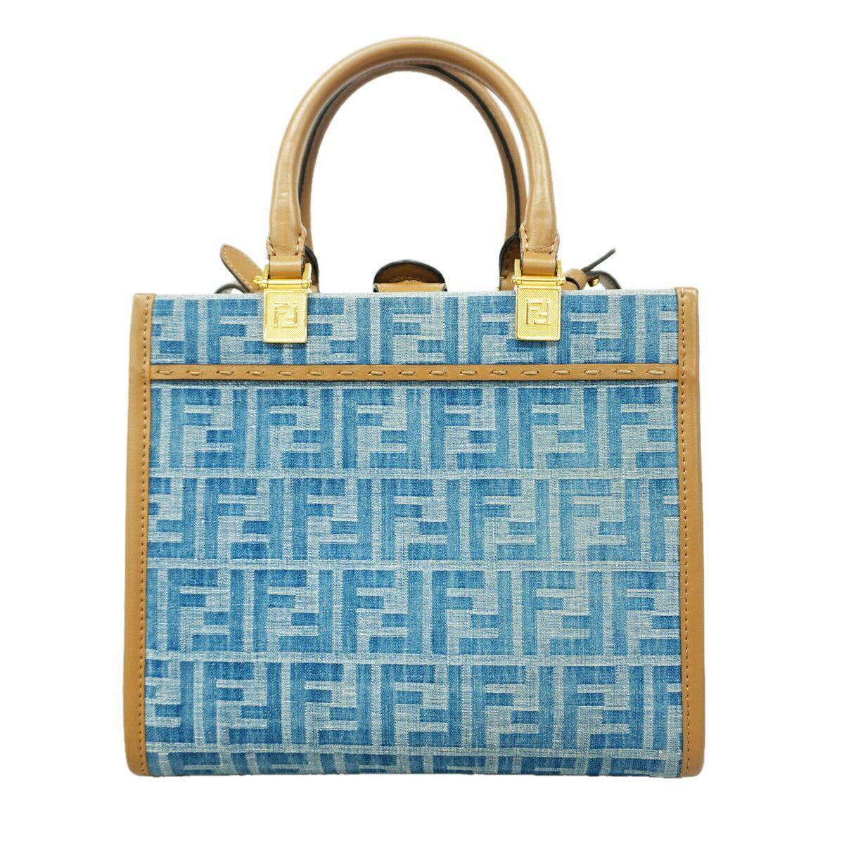 Fendi Blue Brown Denim Tote Bag (Pre-Owned)