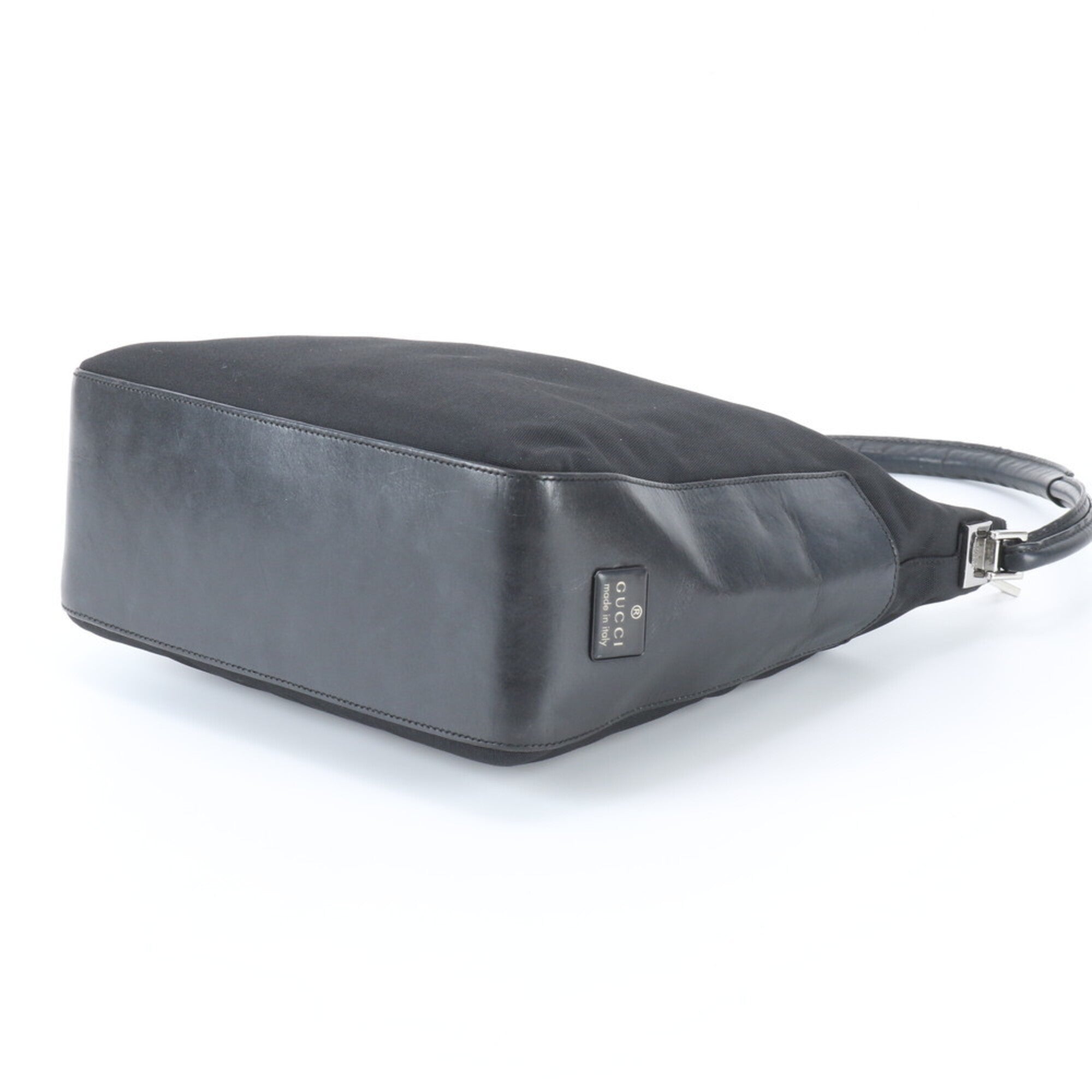 Gucci Black Leather Nylon Handbag Shoulder Bag Tote Bag (Pre-Owned)