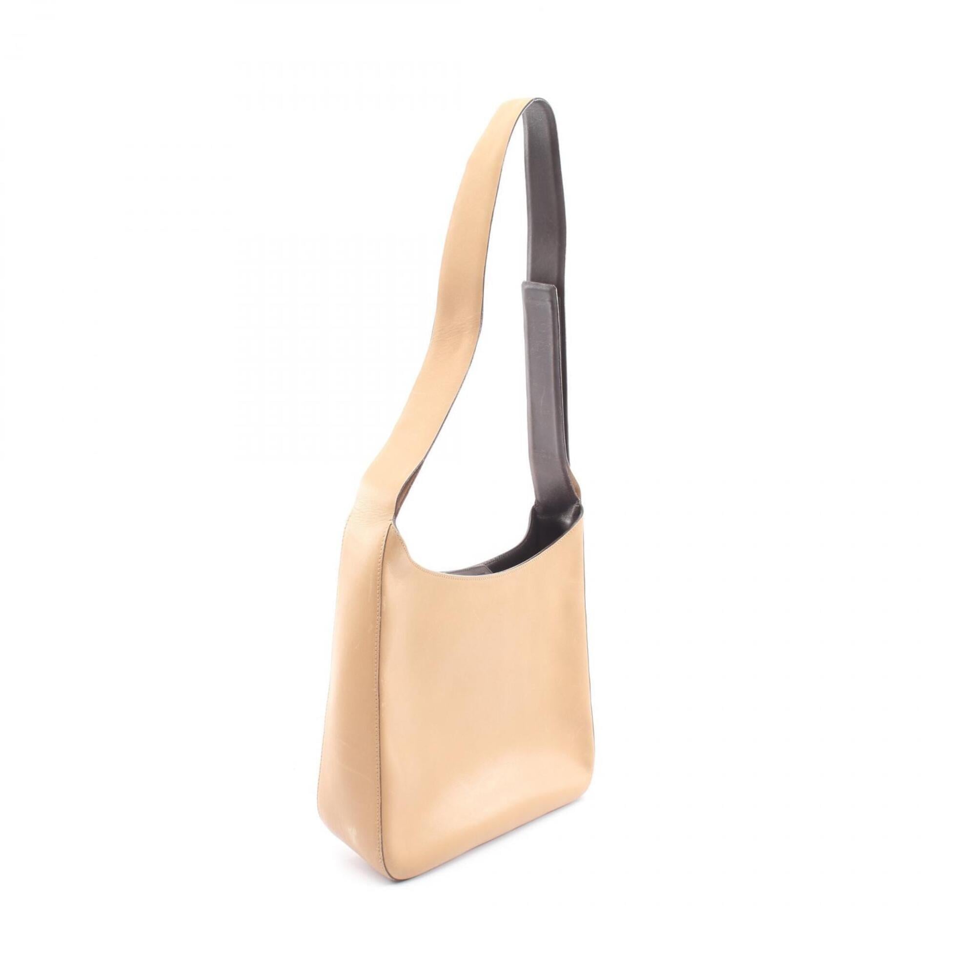 Prada Beige Leather Handbag Shoulder Bag (Pre-Owned)