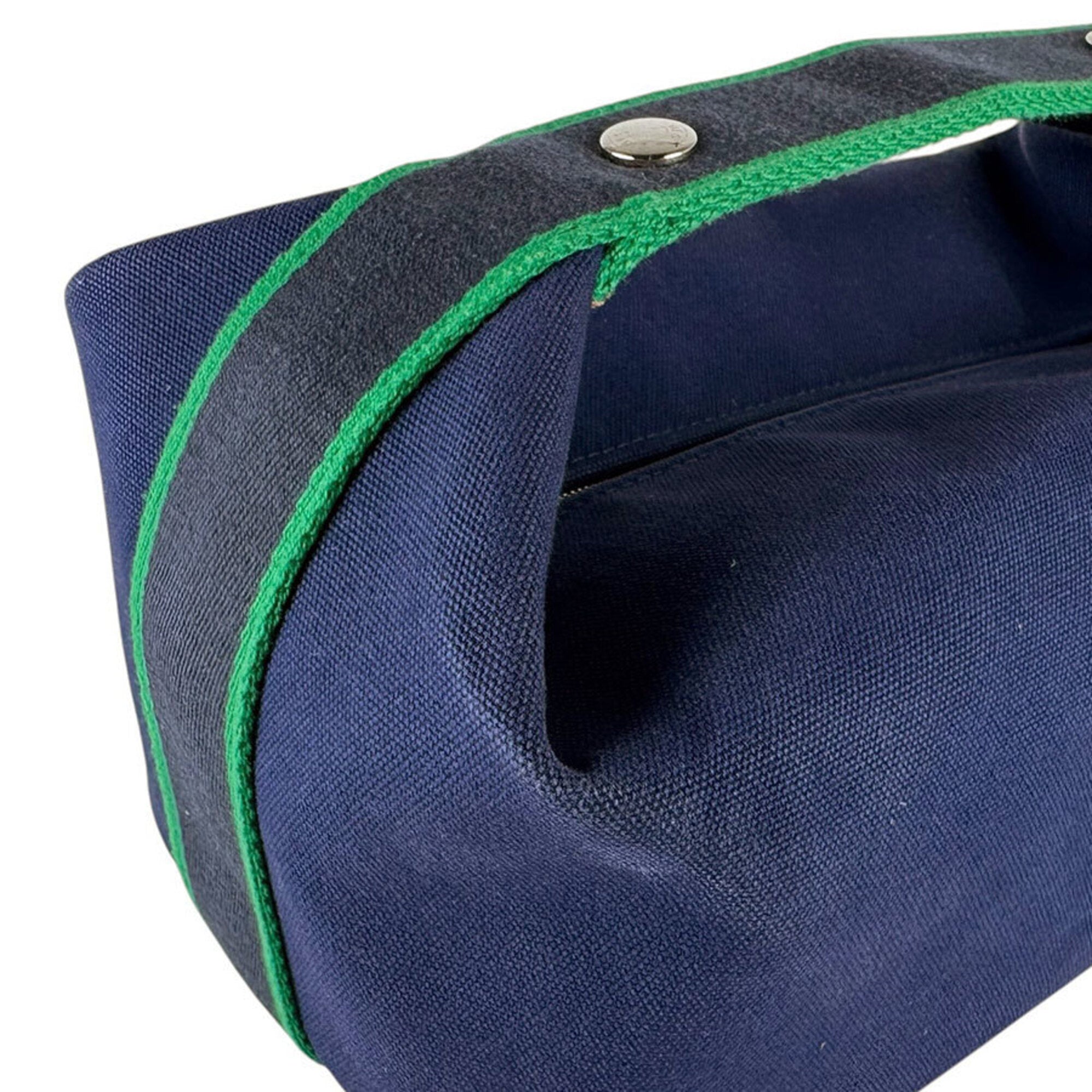Hermes Blue Green Canvas Pouch (Pre-Owned)