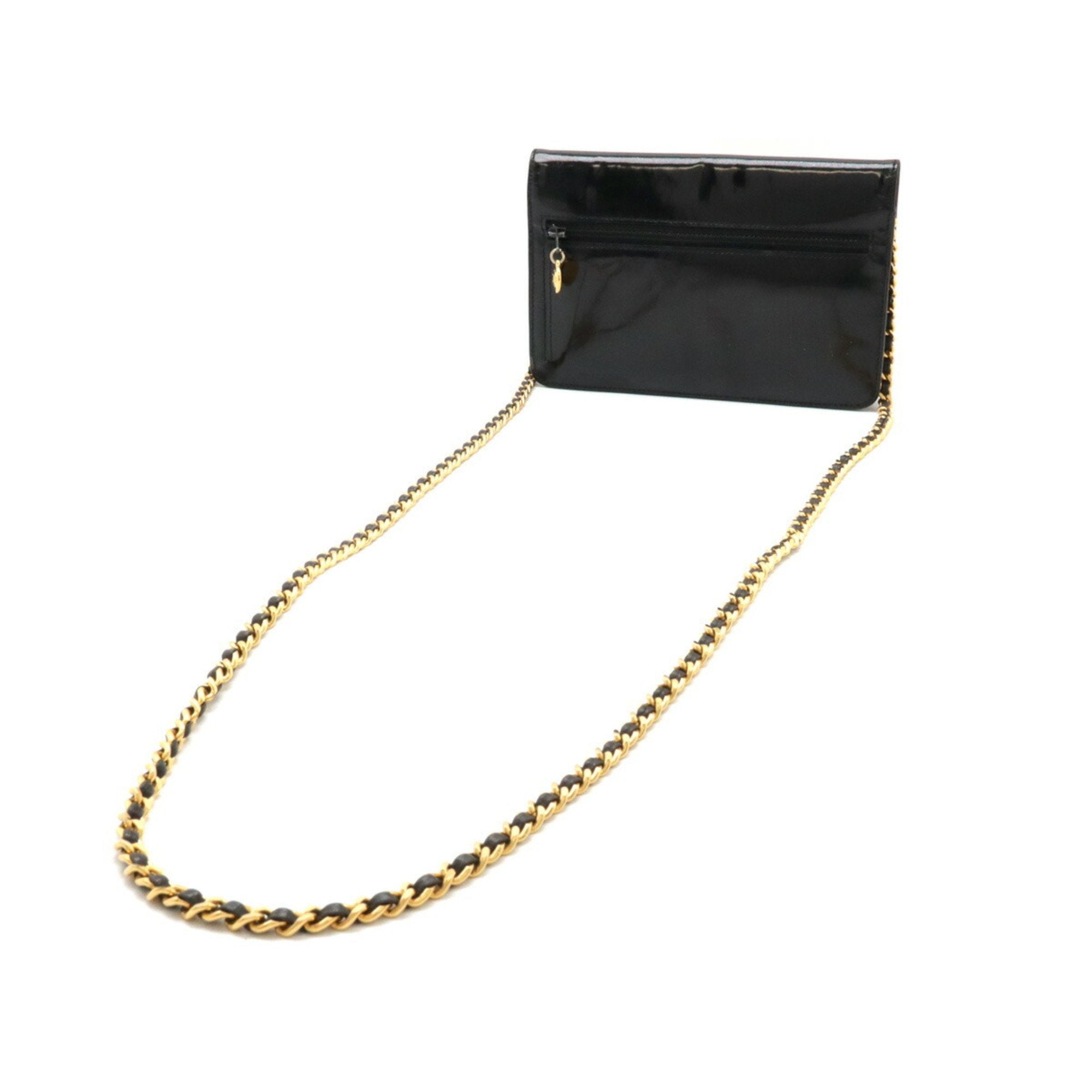 Chanel Black Leather Chain/Shoulder Wallet (Pre-Owned)