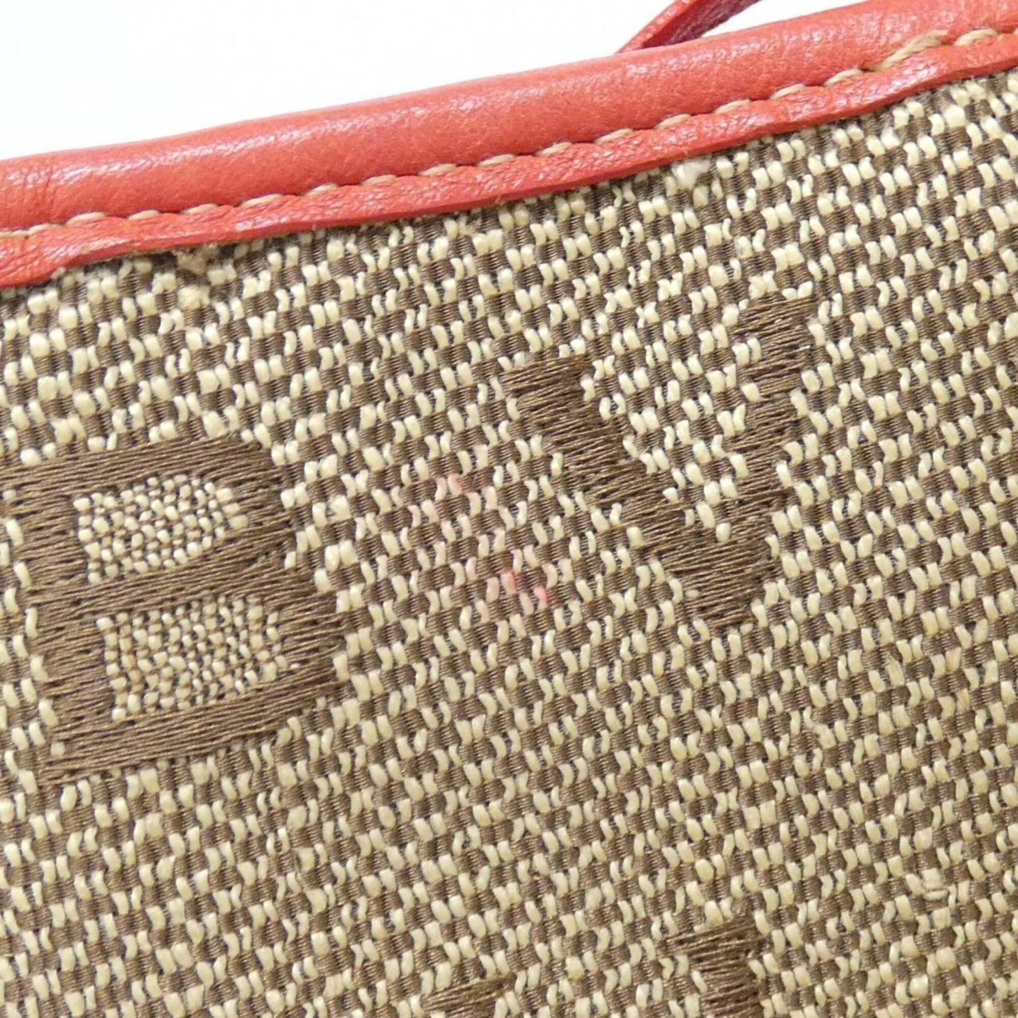 Bvlgari Beige Orange Canvas Handbag (Pre-Owned)
