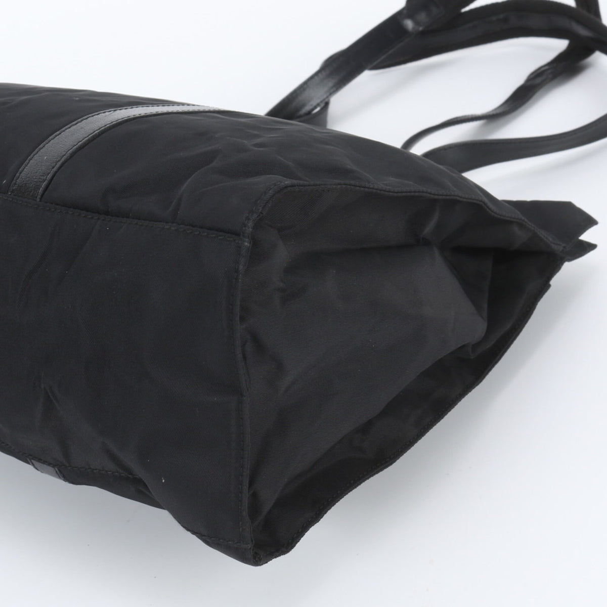 Prada Black Leather Nylon Shoulder Bag Tote Bag (Pre-Owned)