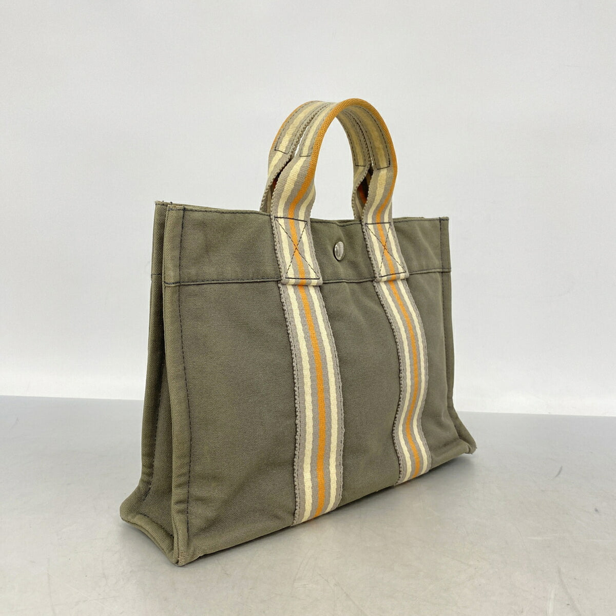 Hermes Gray Canvas Tote Bag (Pre-Owned)