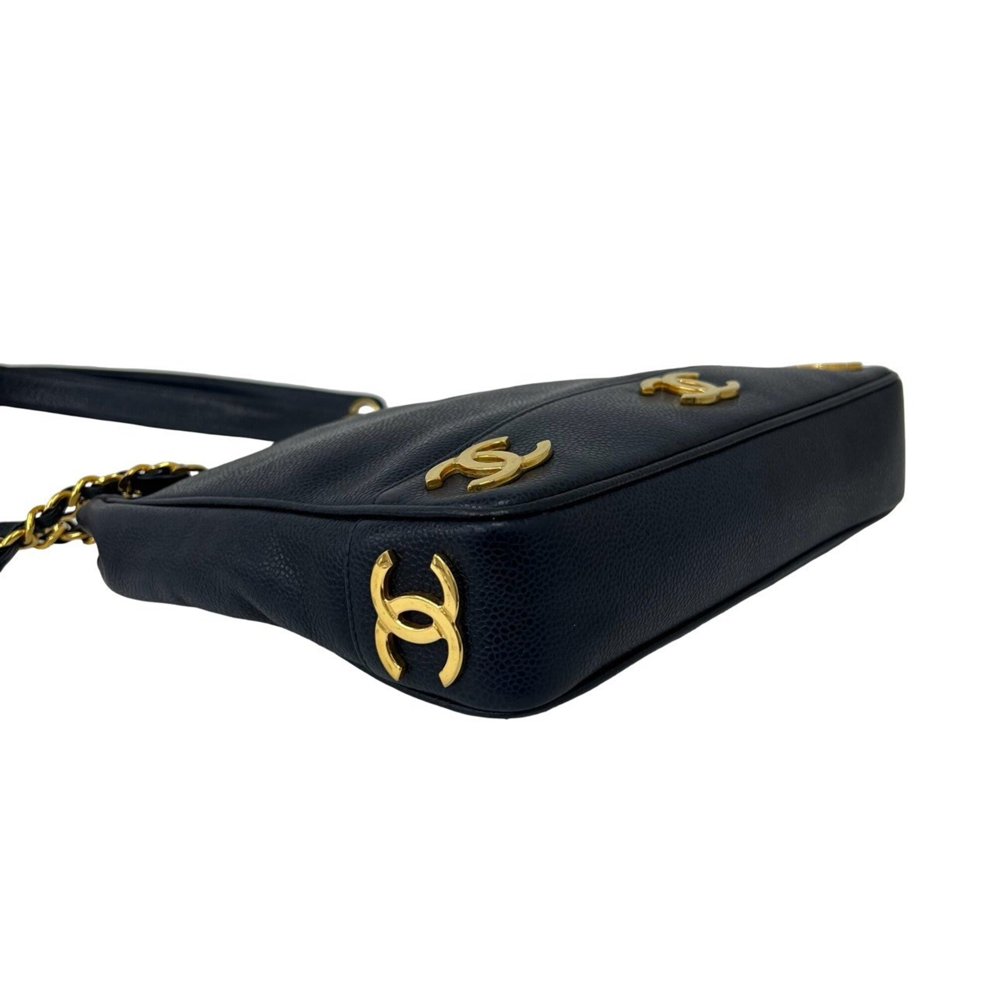 Chanel Navy Grained Calfskin Shoulder Bag Tote Bag (Pre-Owned)