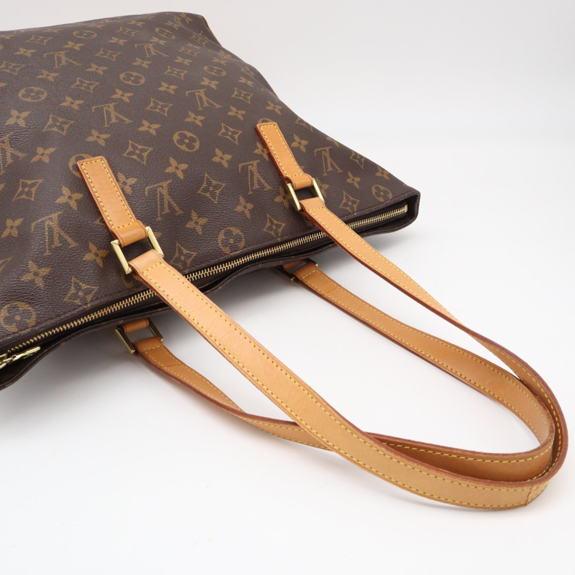 Louis Vuitton Beige Brown Coated Canvas Leather Handbag (Pre-Owned)