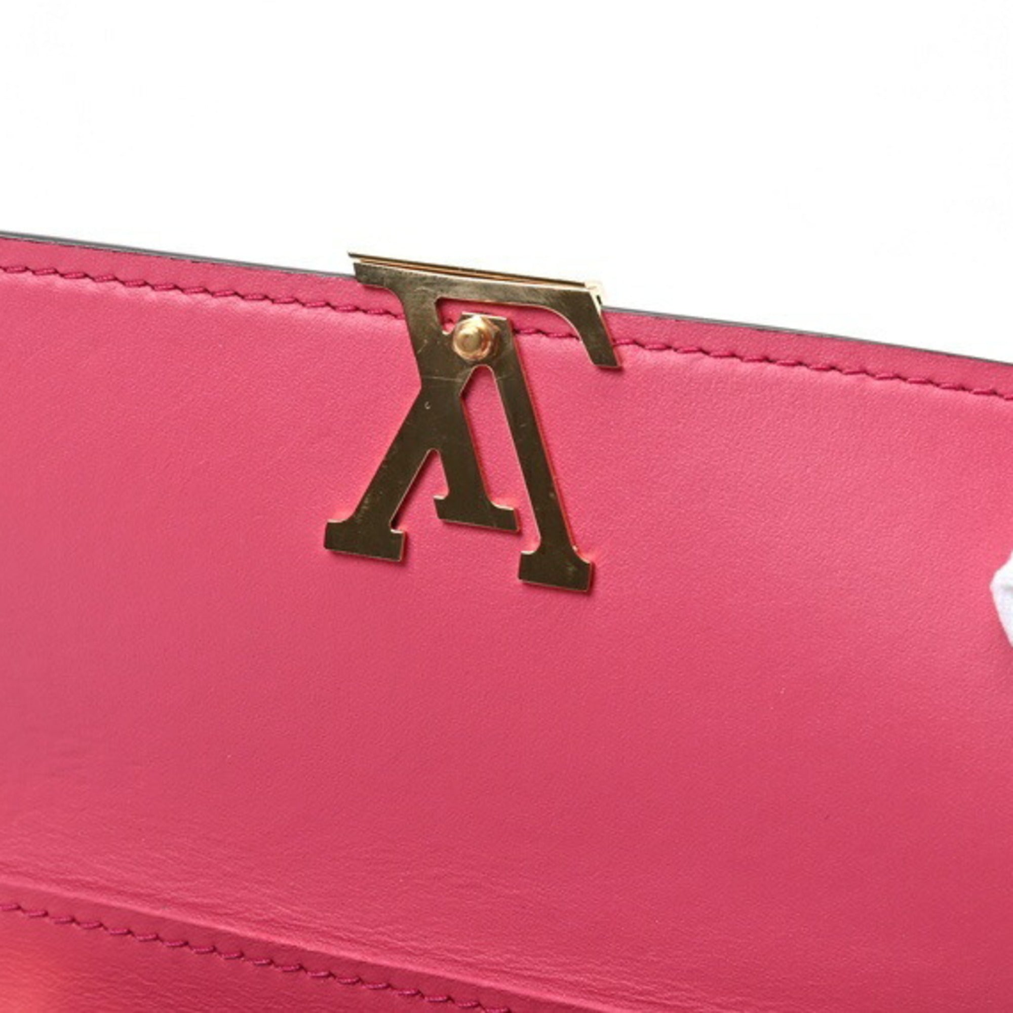 Louis Vuitton Hot Pink Noir Leather Wallet (Tri-Fold) (Pre-Owned)