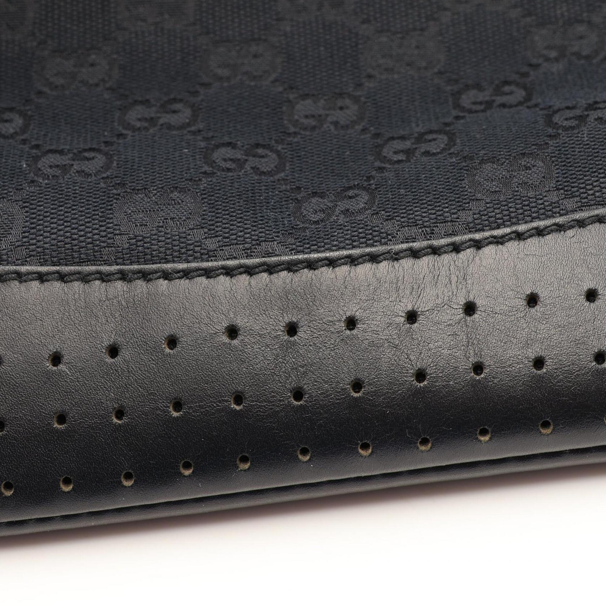 Gucci Black Canvas Leather Handbag Shoulder Bag (Pre-Owned)
