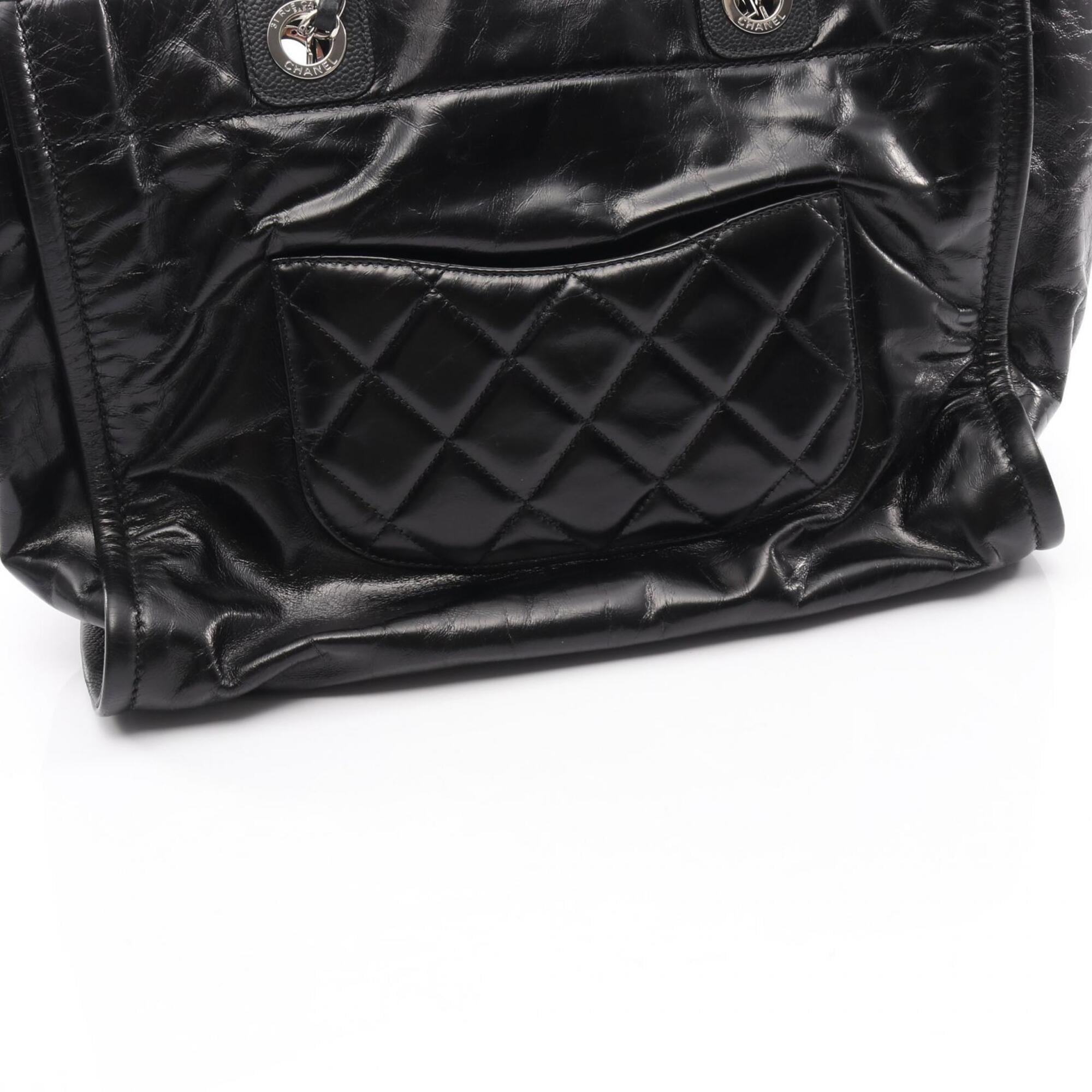 Chanel Black Grained Calfskin Handbag Tote Bag (Pre-Owned)