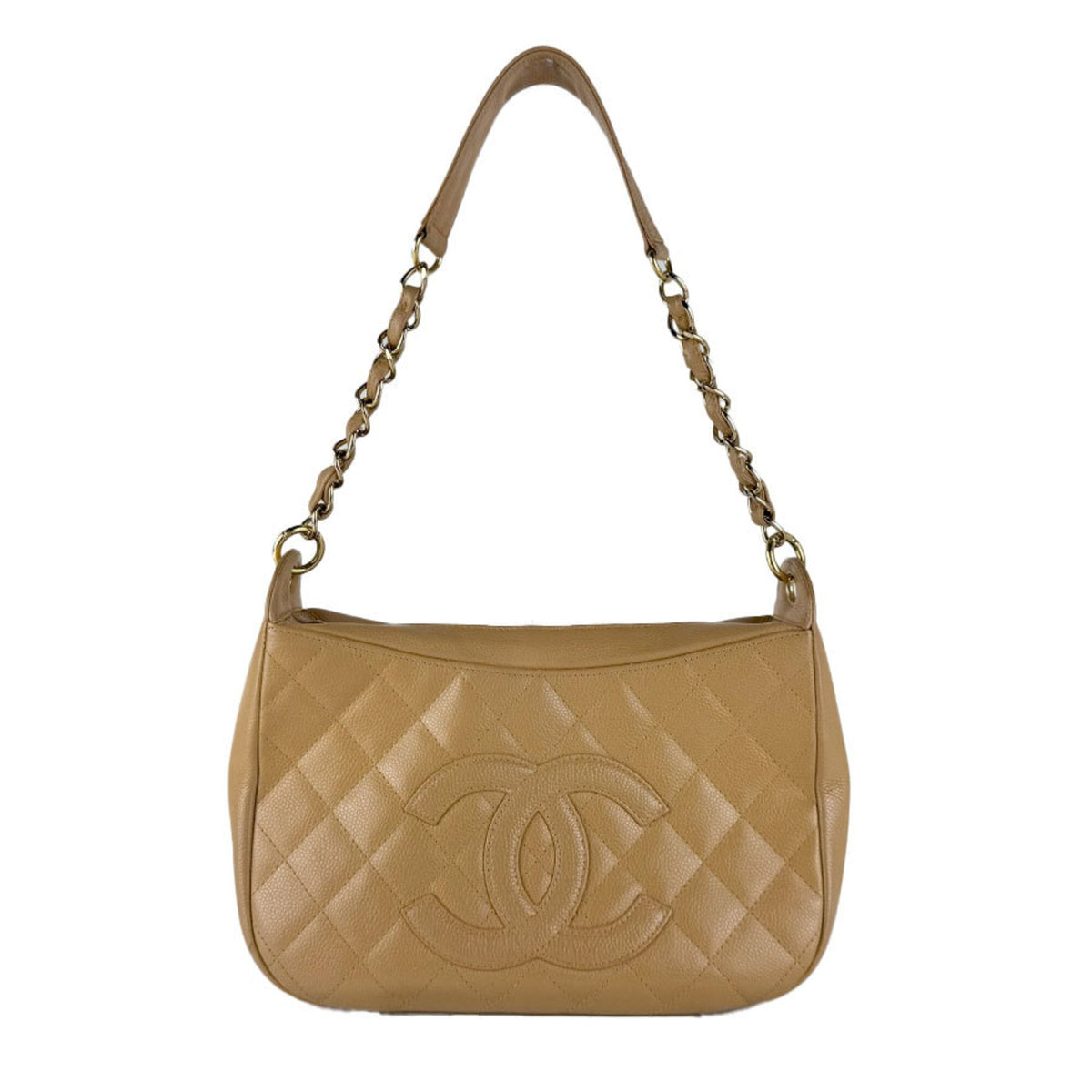 Chanel Beige Grained Calfskin Shoulder Bag (Pre-Owned)