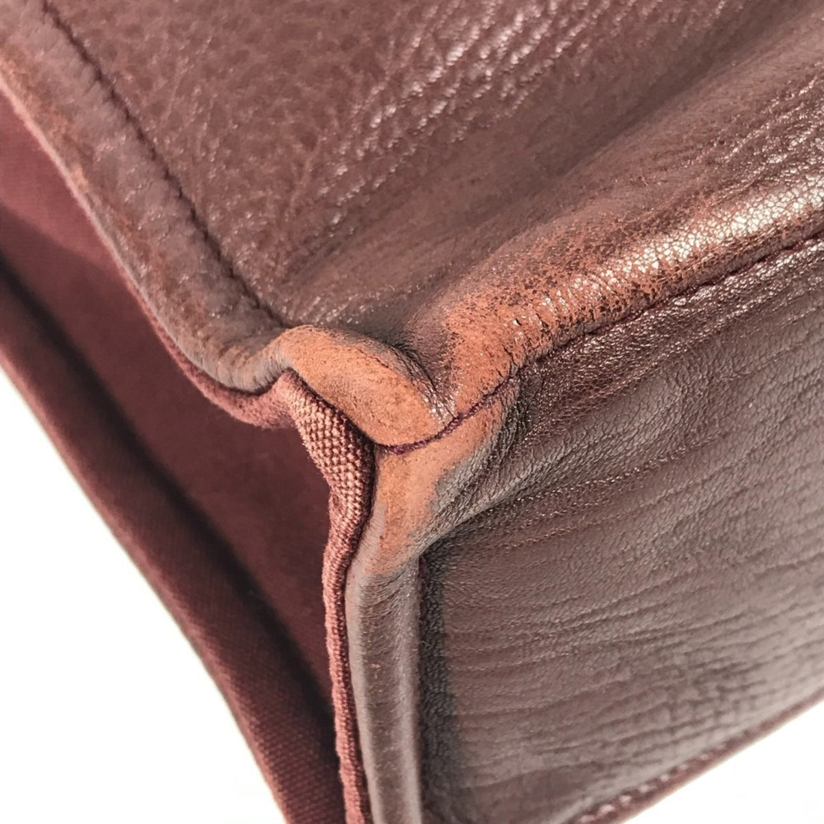 Hermes Red Color Wine Canvas Leather Handbag Tote Bag (Pre-Owned)
