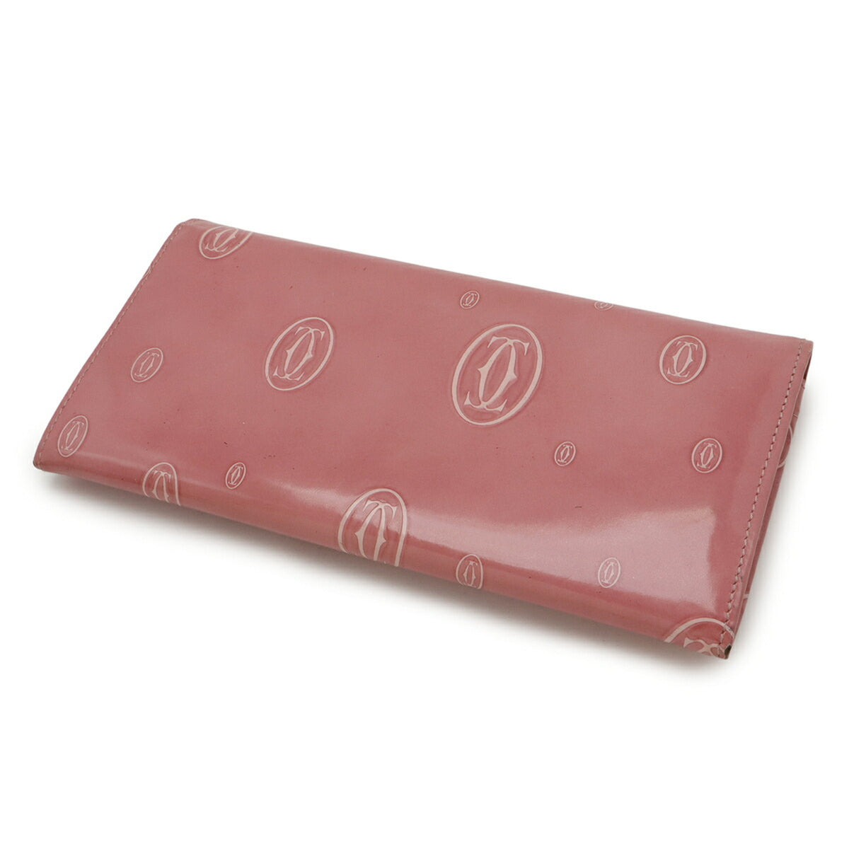 Cartier Pink Patent Leather Long Wallet (Bi-Fold) (Pre-Owned)