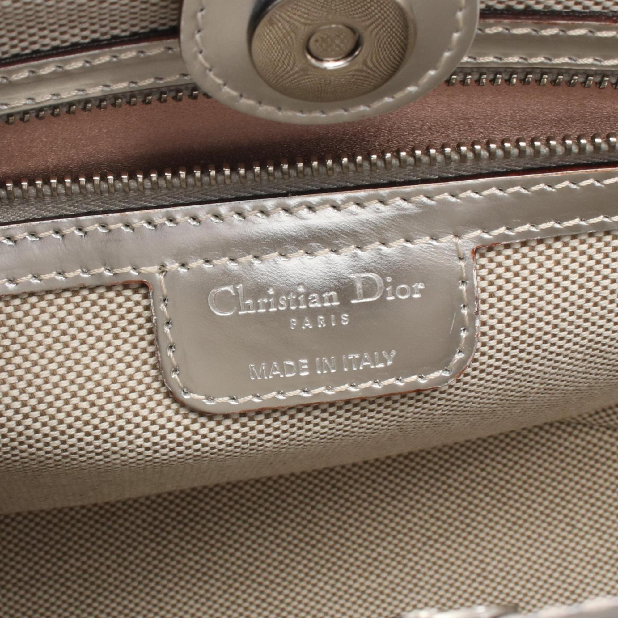 Christian Dior Silver Leather Handbag Tote Bag (Pre-Owned)