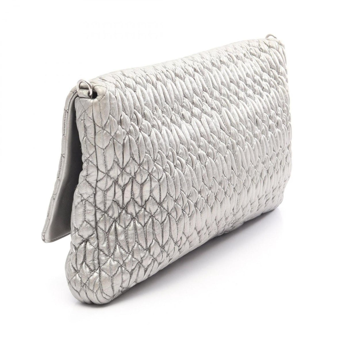 Miu Miu Matelasse Silver Leather Handbag Shoulder Bag (Pre-Owned)