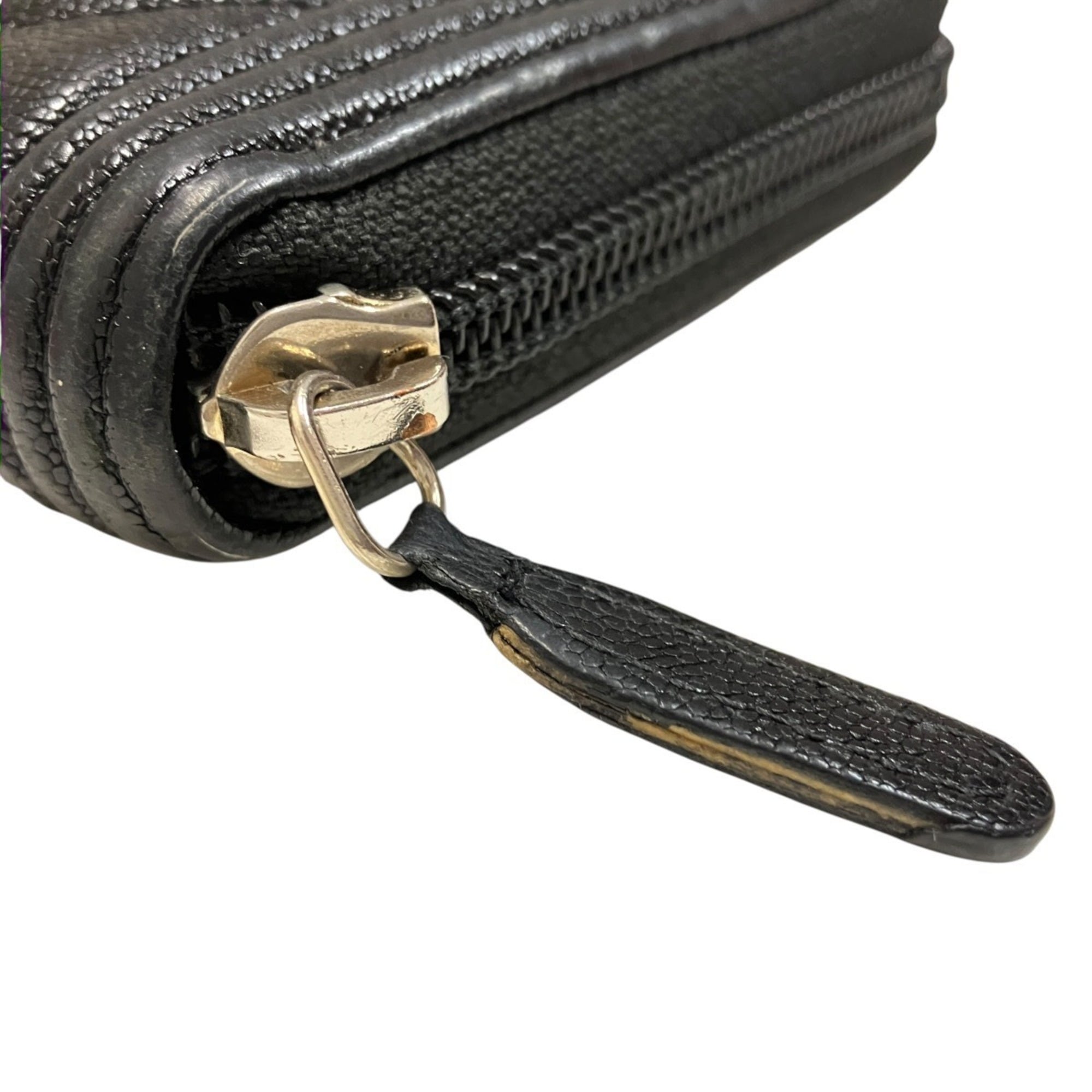 Chanel Boy Chanel Black Grained Calfskin Long Wallet (Bi-Fold) (Pre-Owned)