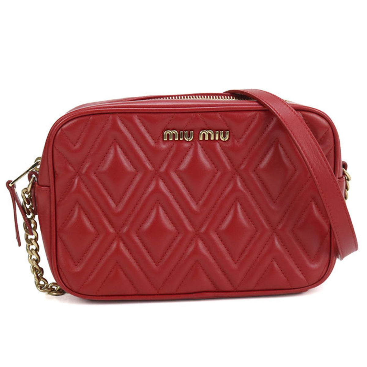 Miu Miu Red Color Leather Shoulder Bag (Pre-Owned)