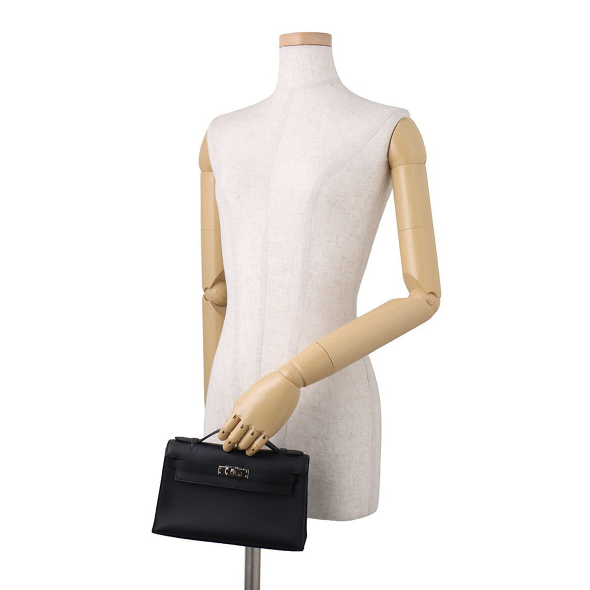 Hermes Black Swift Leather Handbag Pochette (Pre-Owned)