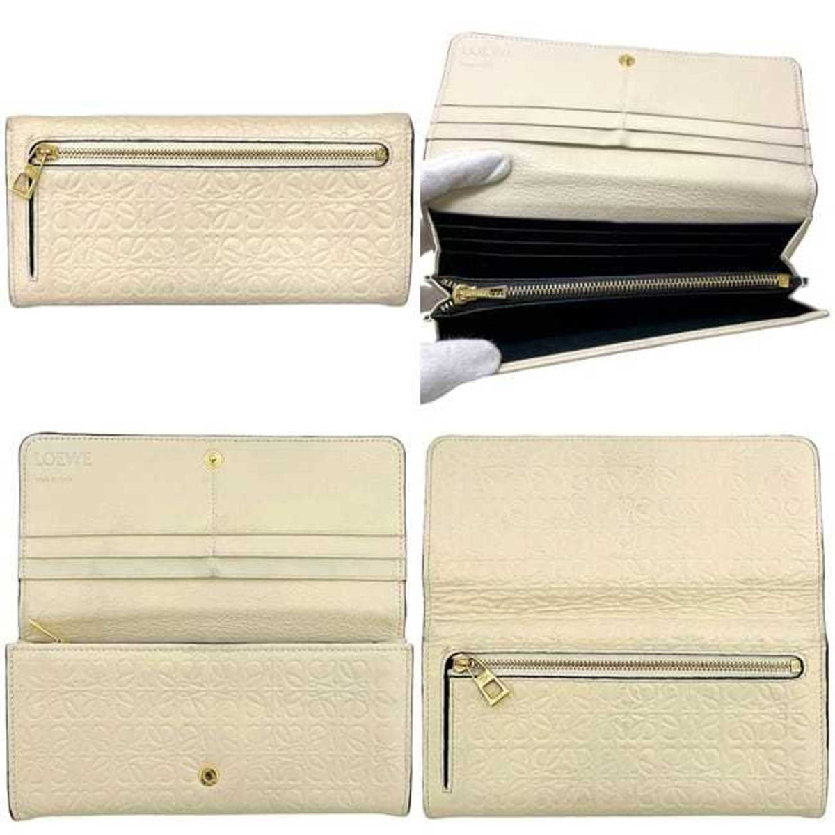 Loewe Beige Leather Long Wallet (Bi-Fold) (Pre-Owned)