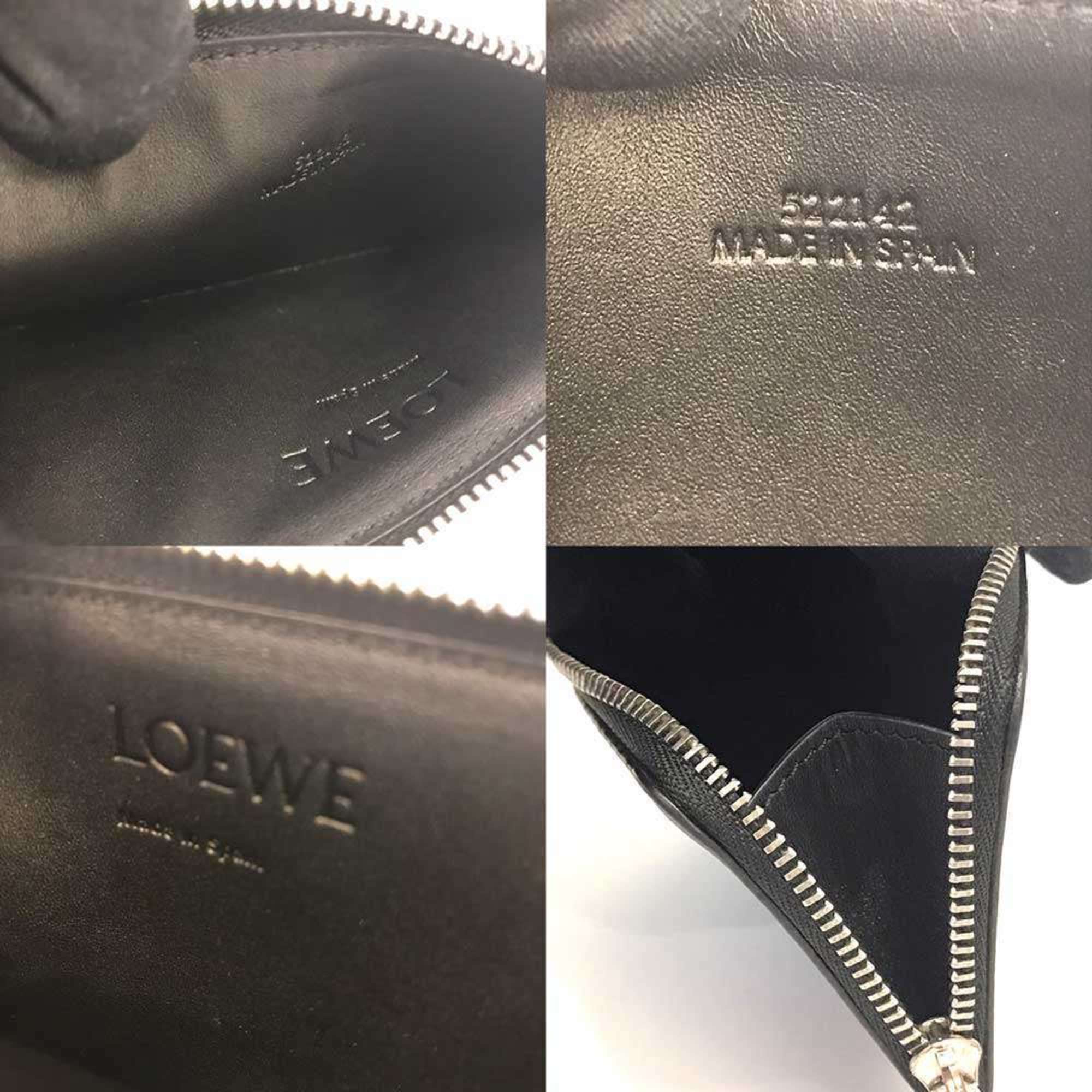 Loewe Black Gray Leather Coin Purse/Coin Case (Pre-Owned)
