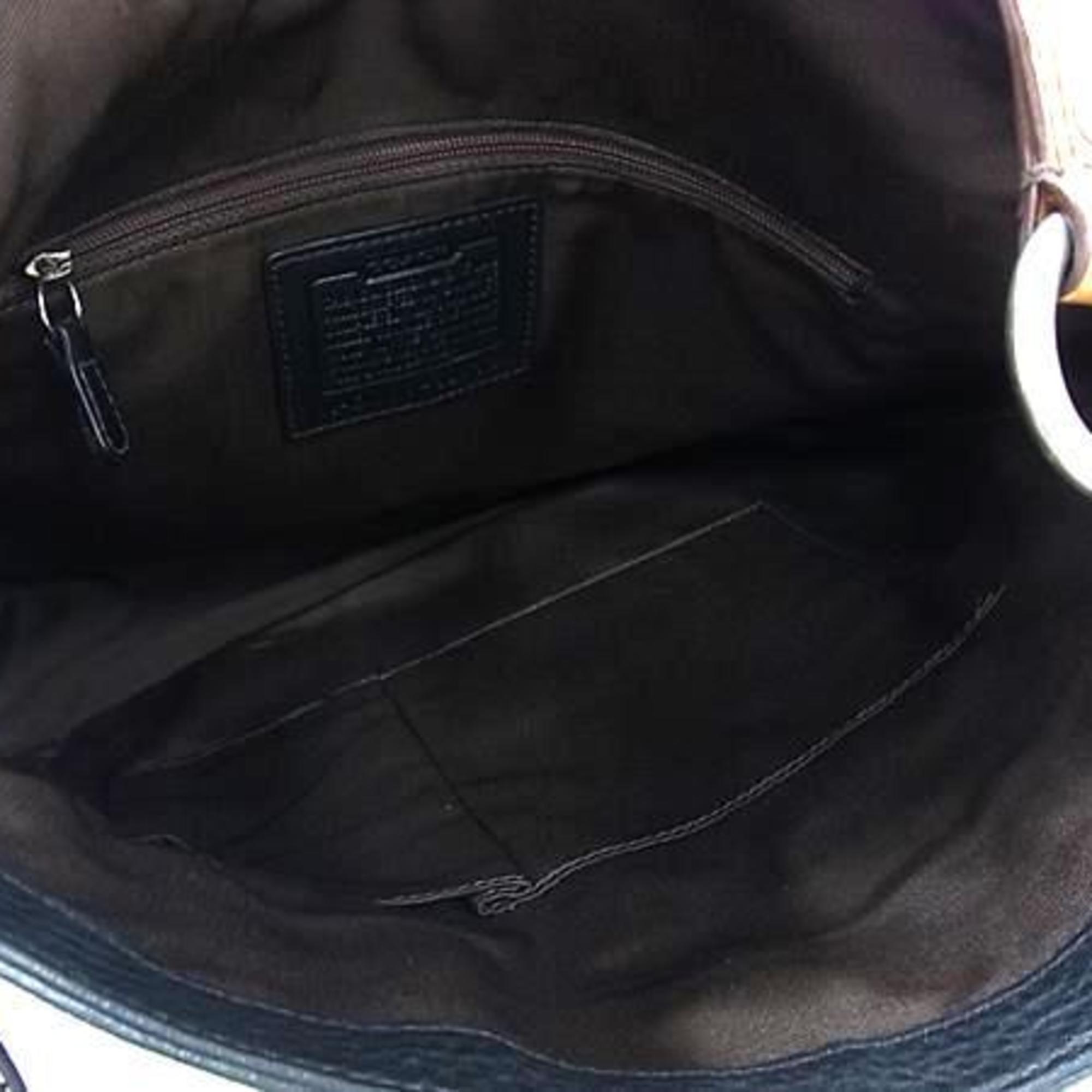 Coach Black Brown Leather Handbag Shoulder Bag Tote Bag (Pre-Owned)