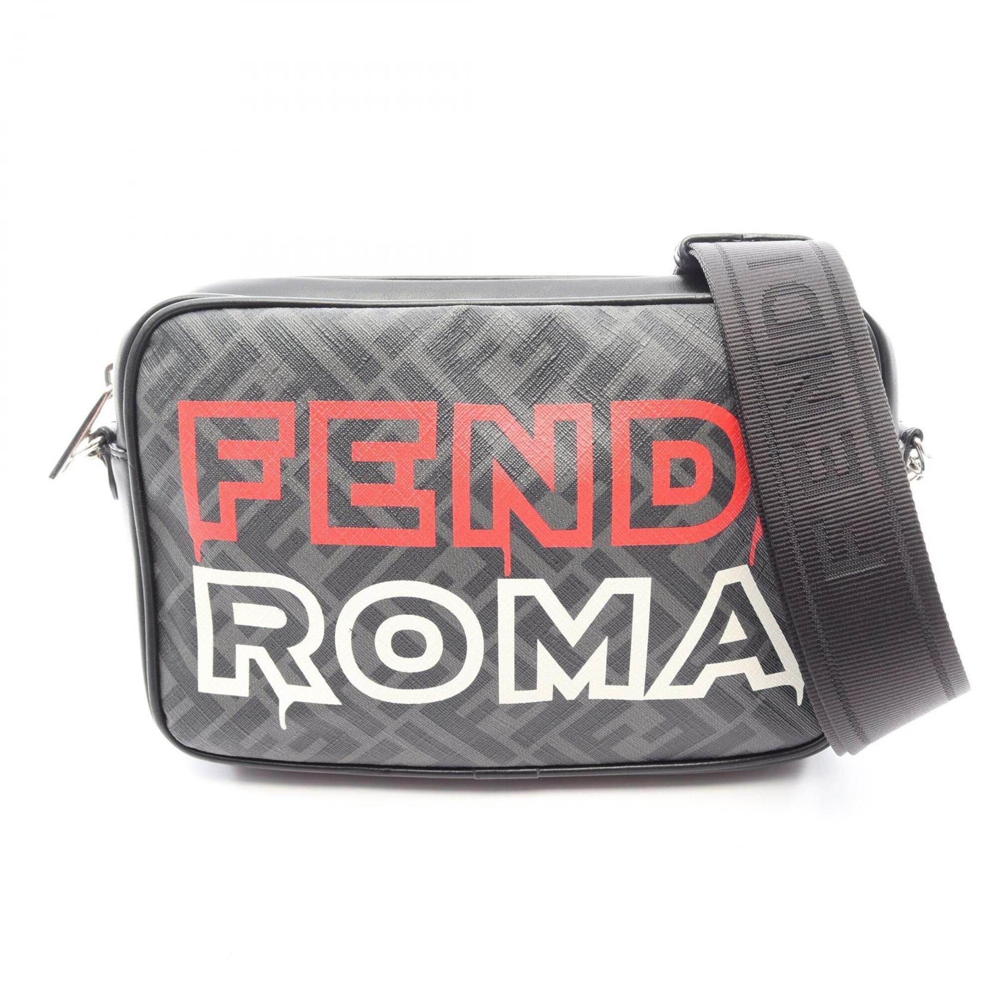 Fendi Black Gray Multi-Color Coated Canvas Leather Handbag Shoulder Bag (Pre-Owned)