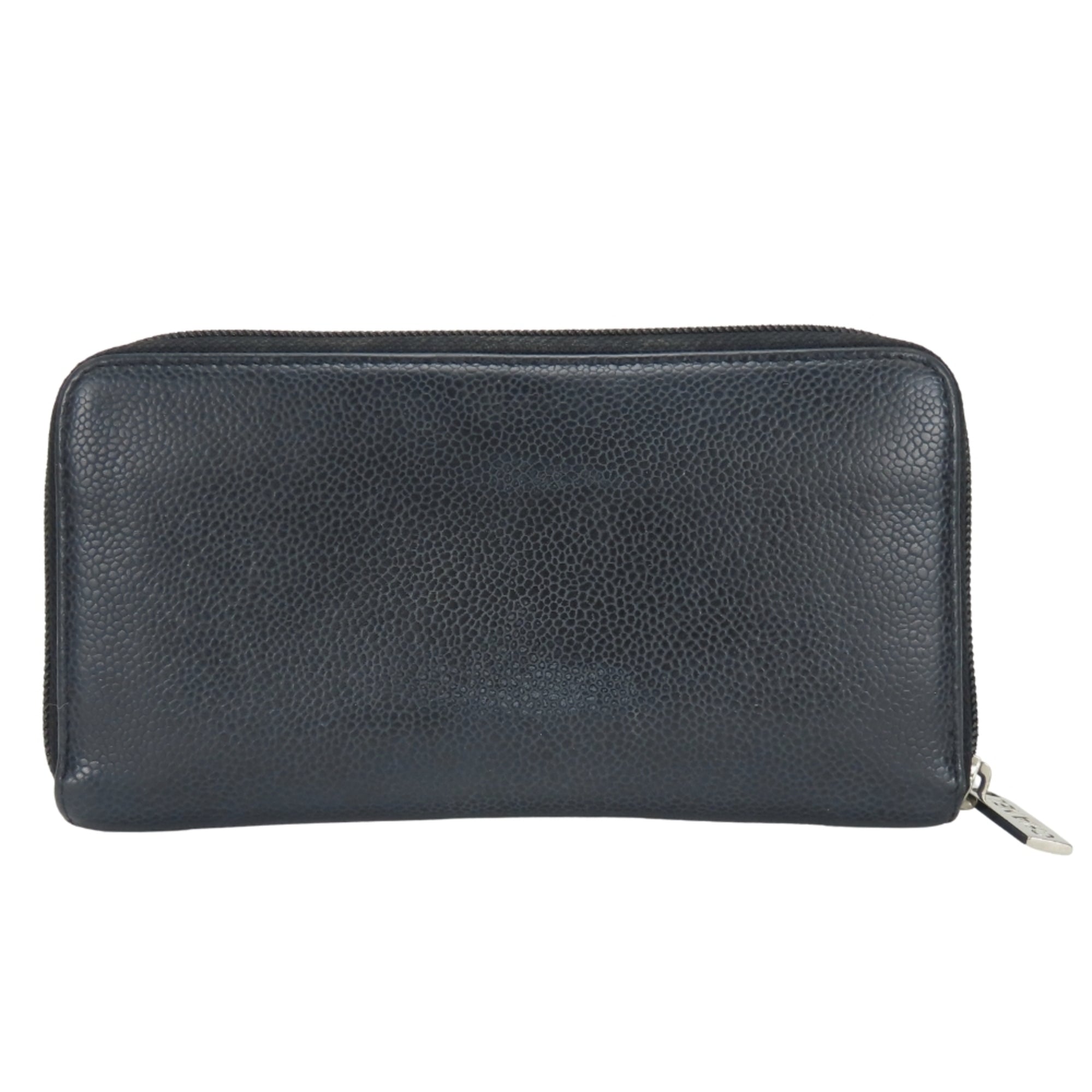 Chanel Black Grained Calfskin Long Wallet (Bi-Fold) (Pre-Owned)