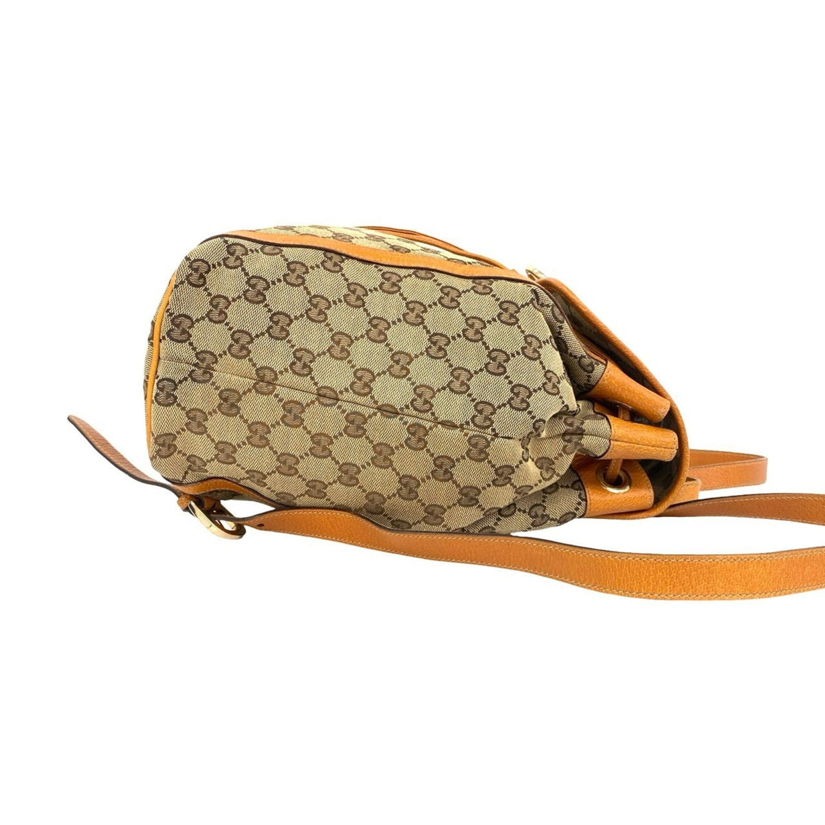 Gucci Brown Canvas Leather Backpack (Pre-Owned)