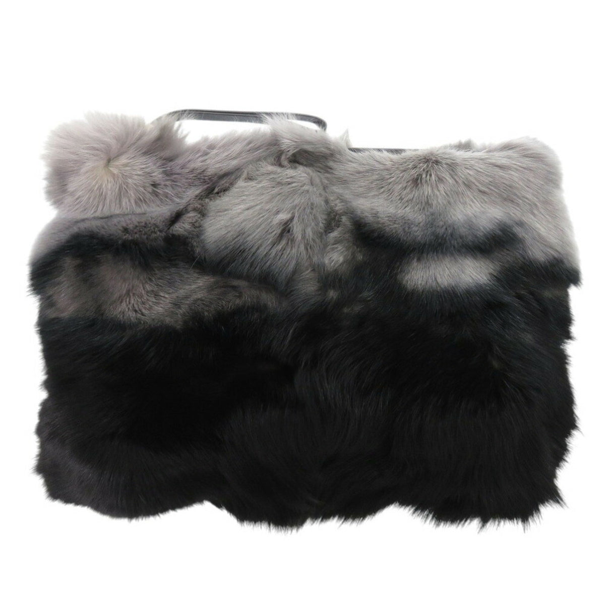 Tod's Black Gray Leather Fur Clutch Bag (Pre-Owned)