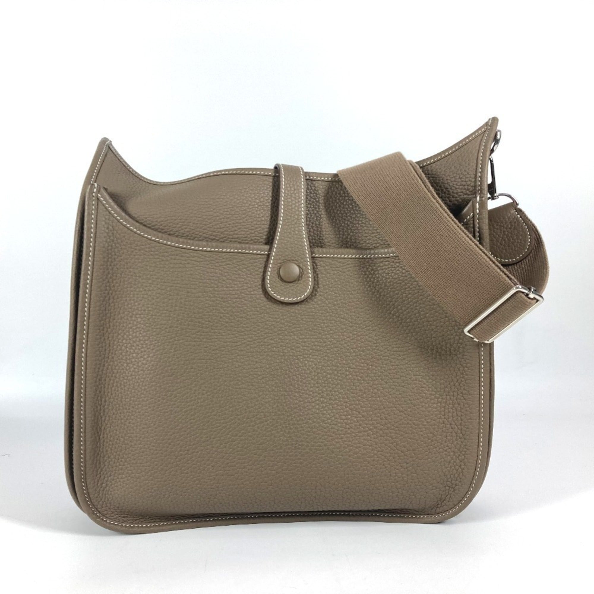 Hermes Beige Etoupe Gray Taurillon Clemence Leather Shoulder Bag (Pre-Owned)