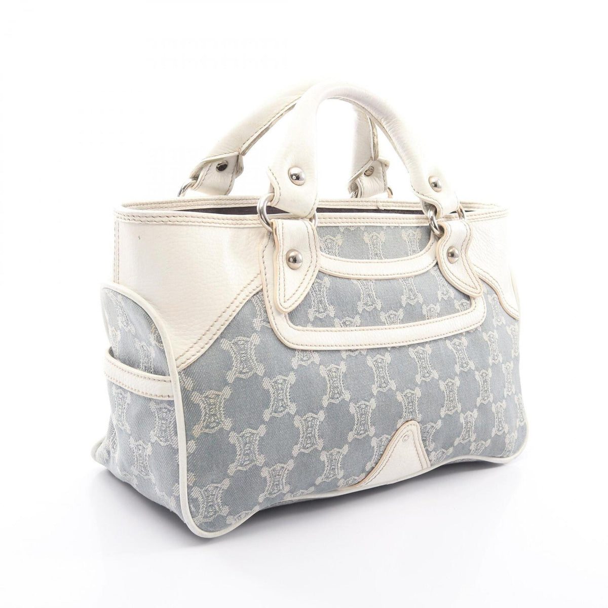 Celine Blue White Denim Leather Handbag (Pre-Owned)