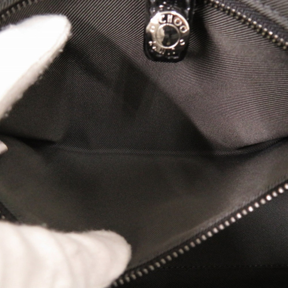 Jimmy Choo Black Patent Leather Handbag Shoulder Bag (Pre-Owned)