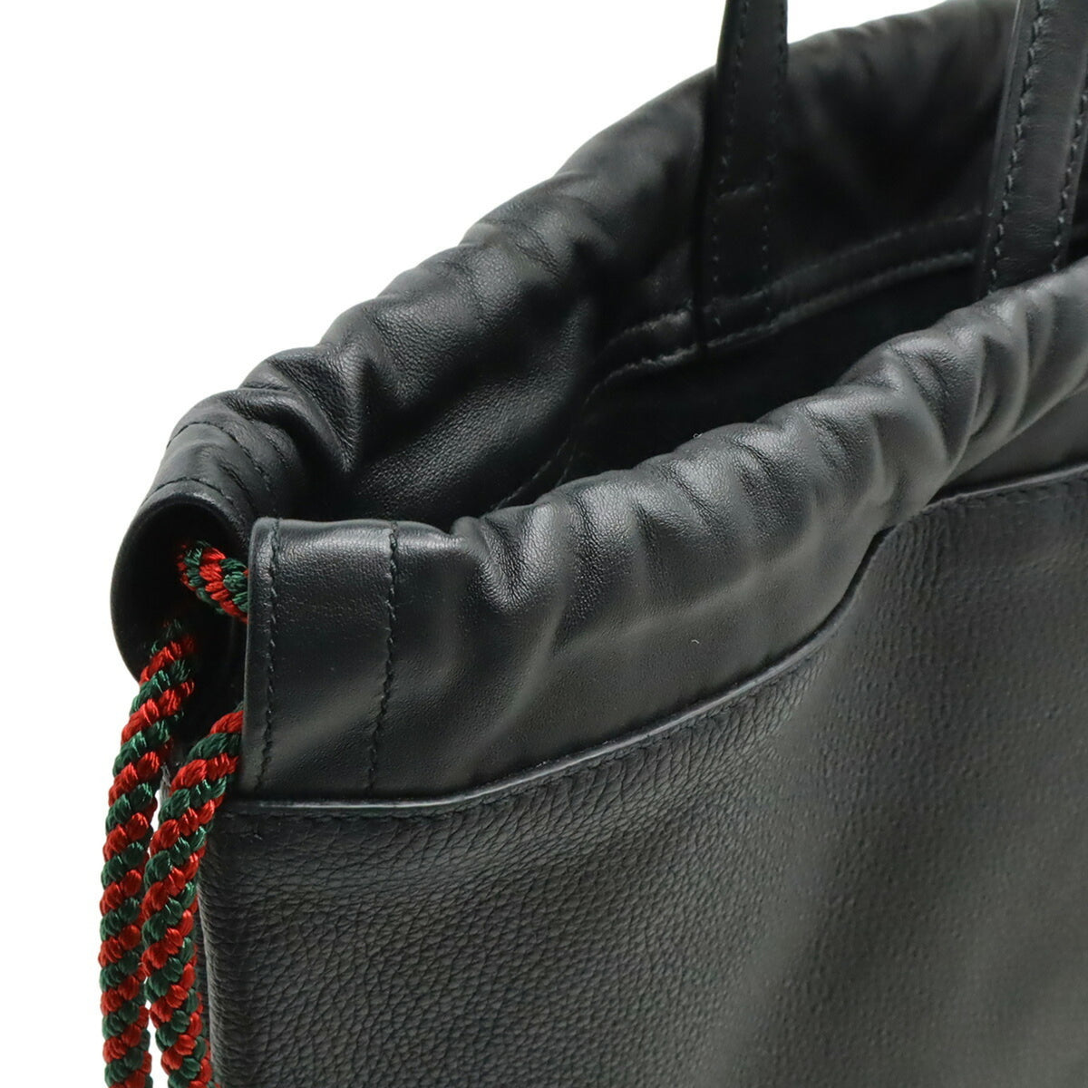 Gucci Black Green Red Color Leather Backpack (Pre-Owned)