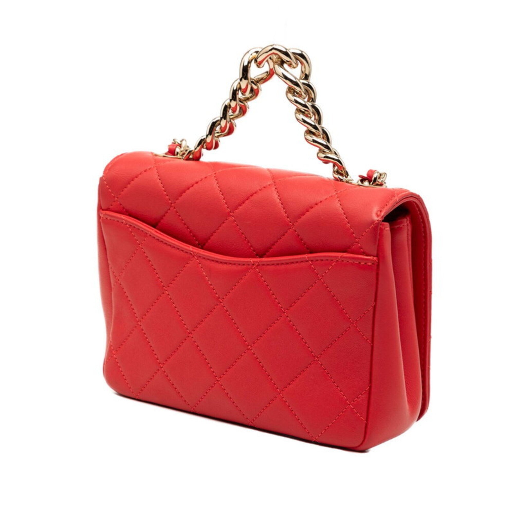 Chanel Red Color Leather Shoulder Bag (Pre-Owned)