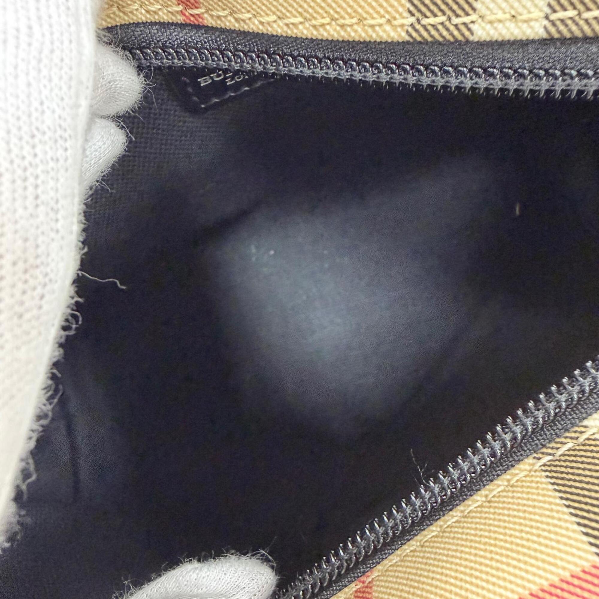 Burberry Beige Black Pvc Leather Handbag (Pre-Owned)
