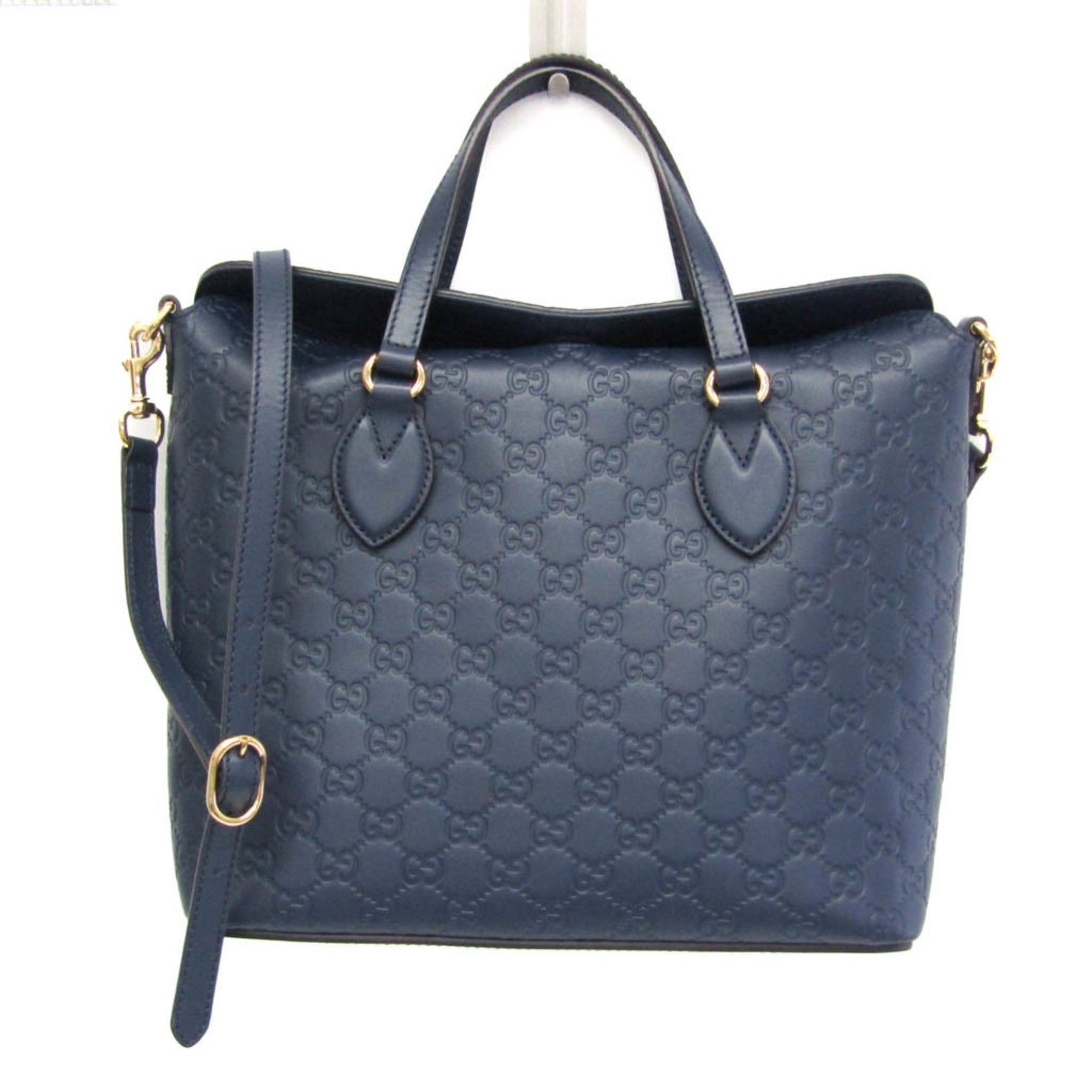 Gucci Guccissima Blue Leather Handbag Shoulder Bag (Pre-Owned)