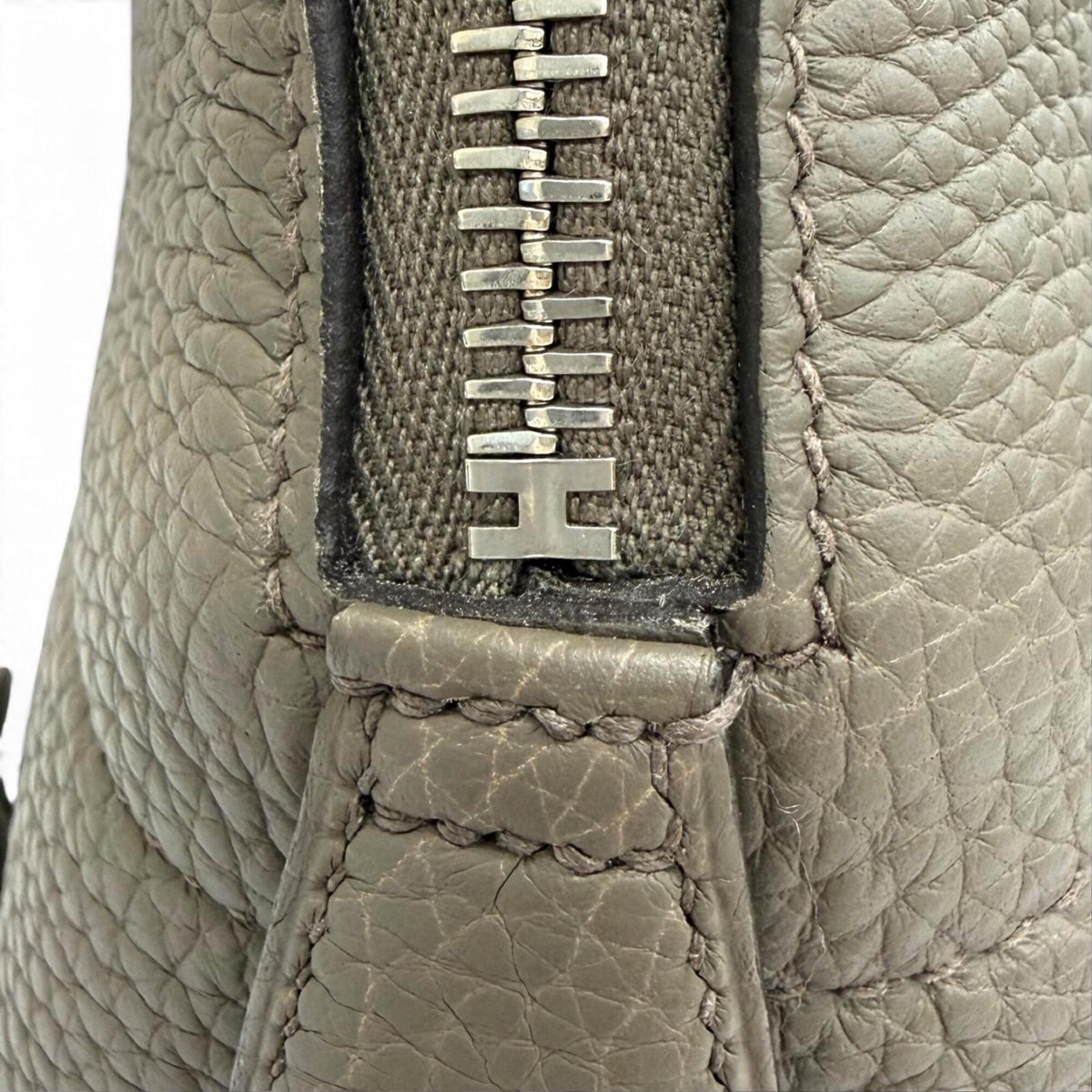 Hermes Etain Taurillon Clemence Leather Handbag (Pre-Owned)