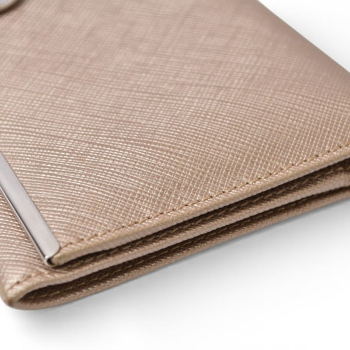 Salvatore Ferragamo Gancini Metallic Beige Leather Long Wallet (Bi-Fold) (Pre-Owned)