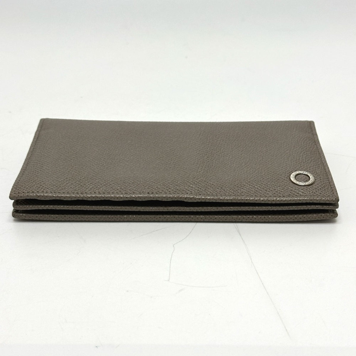 Bvlgari Gray Leather Long Wallet (Bi-Fold) (Pre-Owned)