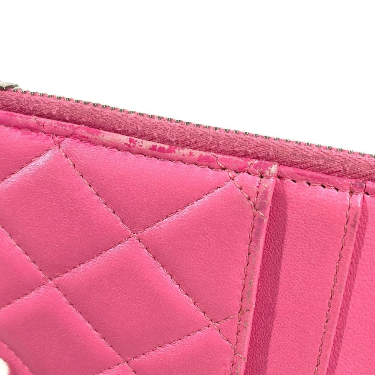 Chanel Pink Leather Long Wallet (Bi-Fold) (Pre-Owned)