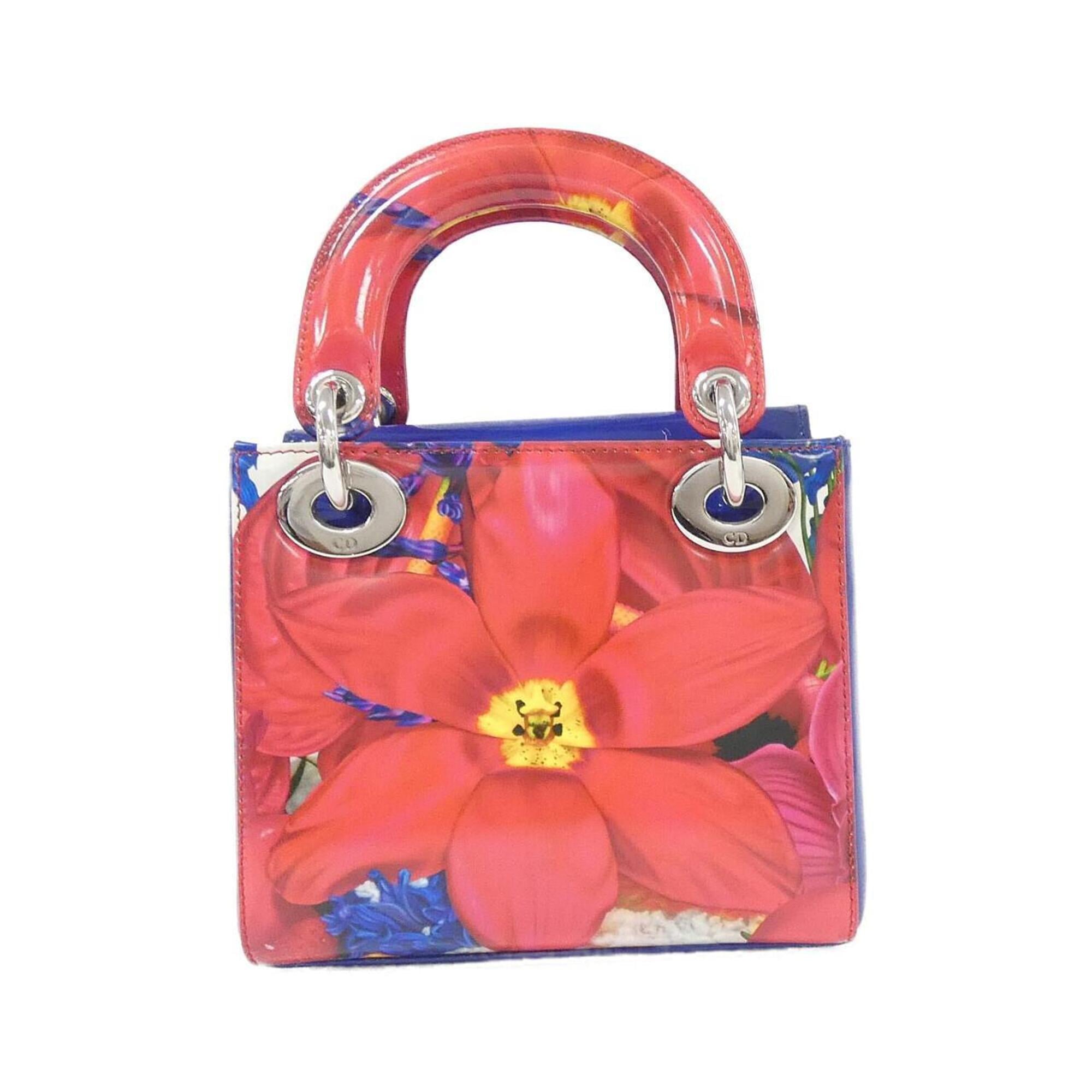 Christian Dior Blue Red Color Leather Handbag (Pre-Owned)