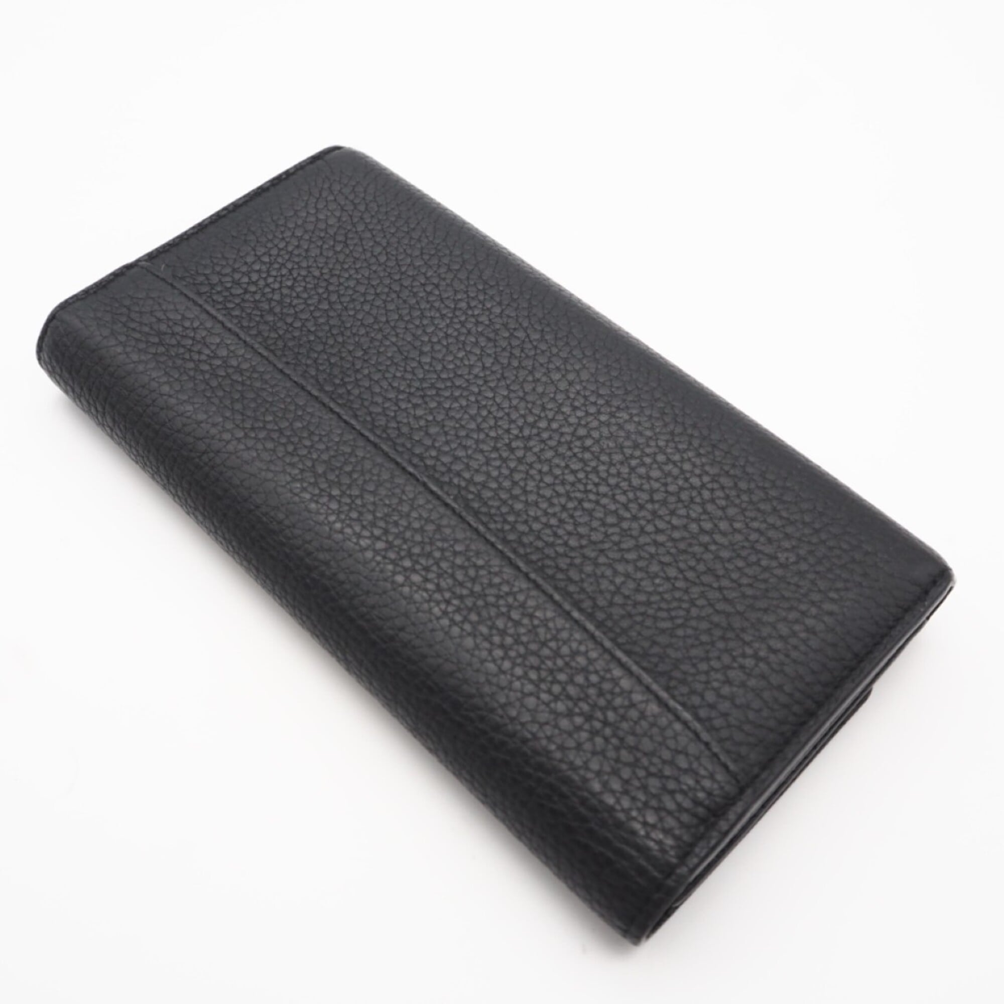 Louis Vuitton Black Leather Long Wallet (Bi-Fold) (Pre-Owned)