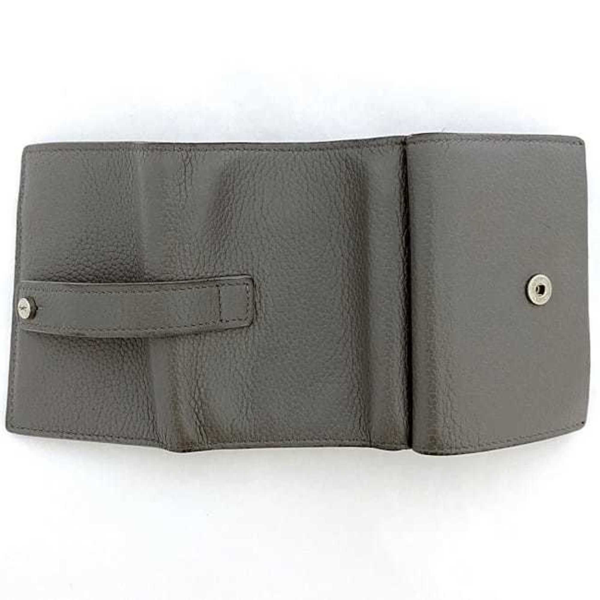 Yves Saint Laurent Gray Leather Wallet (Tri-Fold) (Pre-Owned)