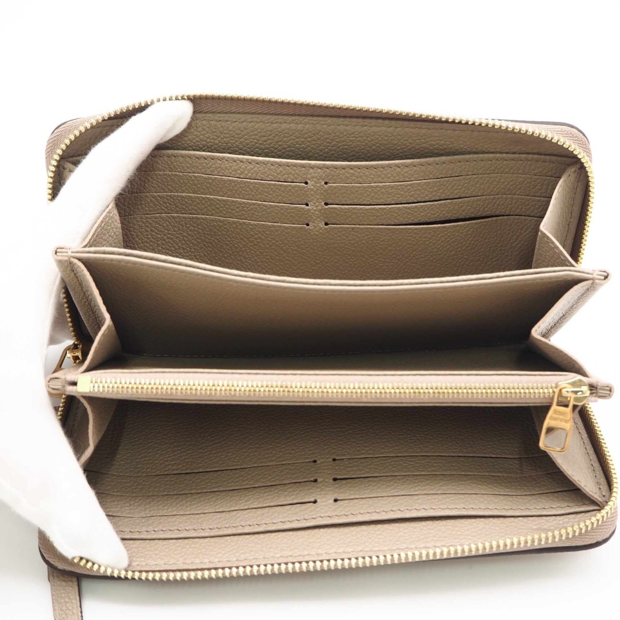 Louis Vuitton Beige Cream Leather Long Wallet (Bi-Fold) (Pre-Owned)