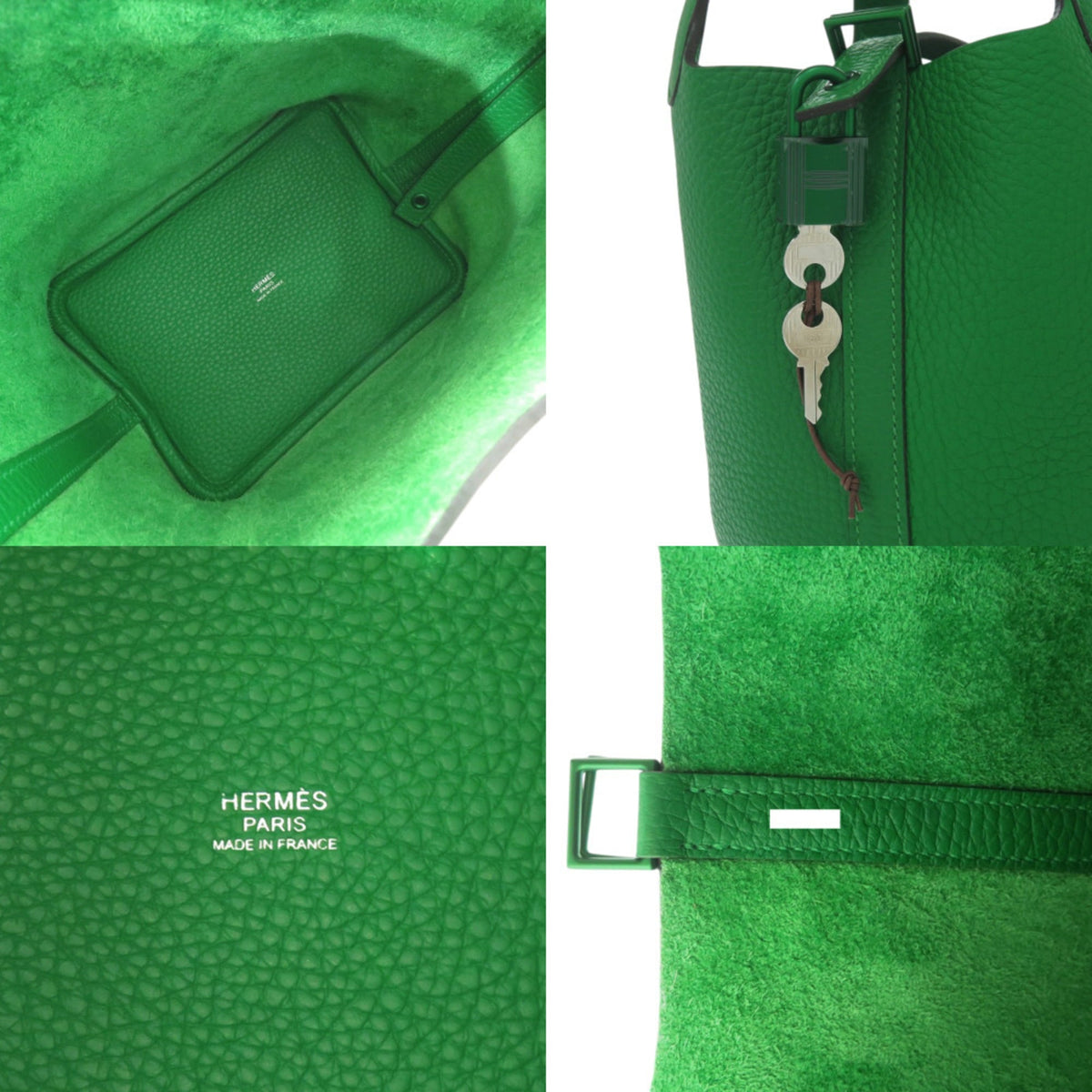 Hermes Green Taurillon Clemence Leather Handbag (Pre-Owned)