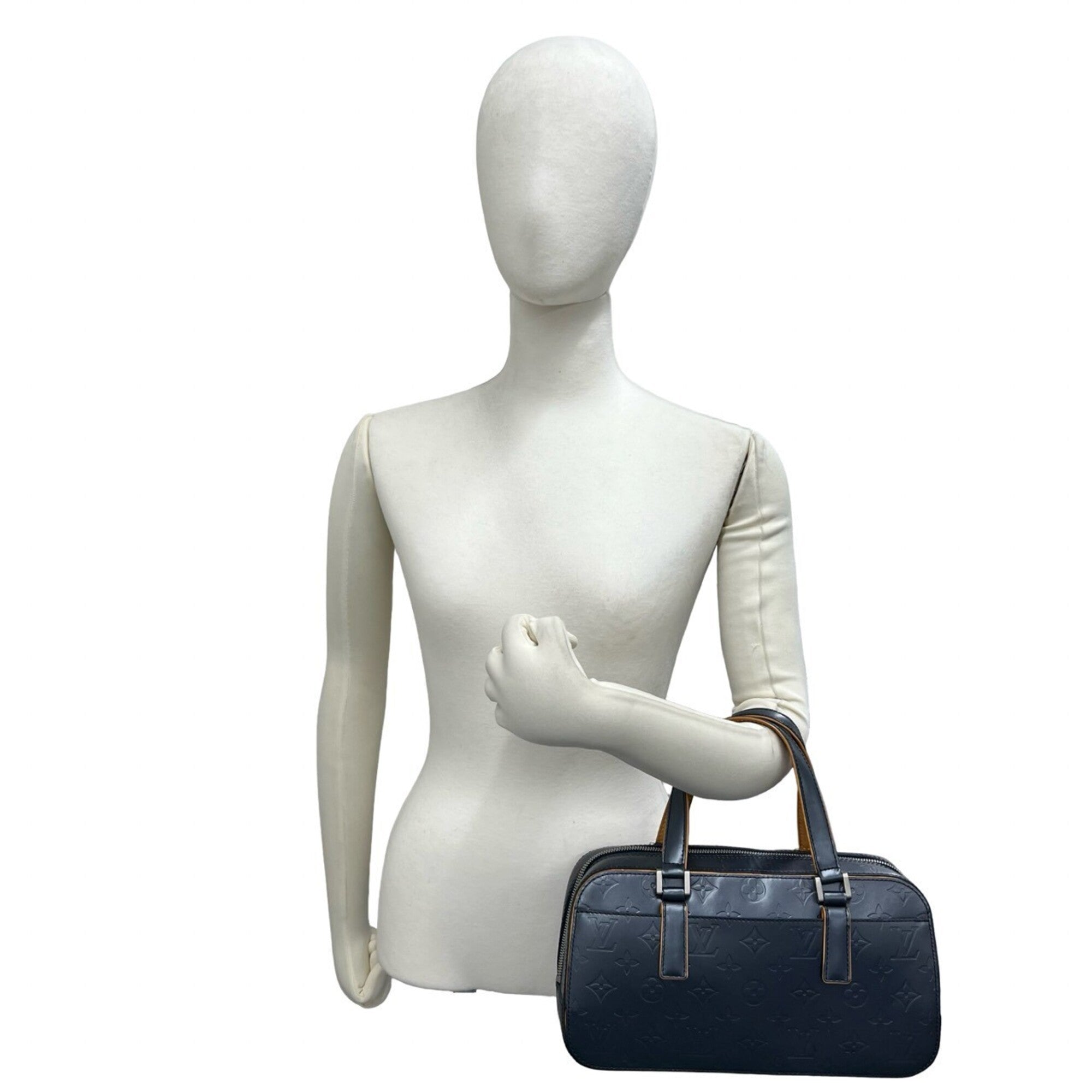Louis Vuitton Navy Leather Boston Bag Handbag (Pre-Owned)