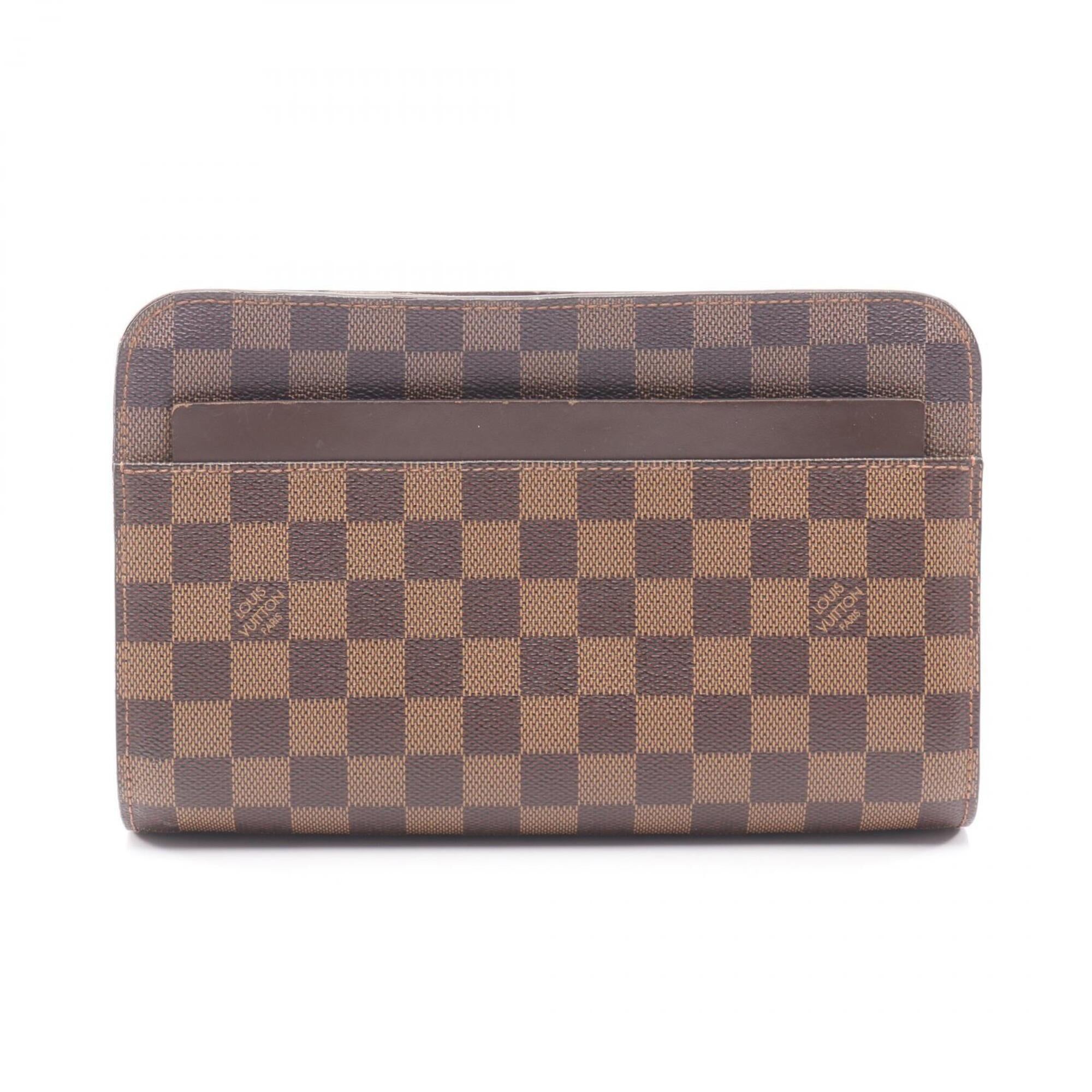 Louis Vuitton Brown Damier Canvas Coated Canvas Leather Clutch Bag (Pre-Owned)