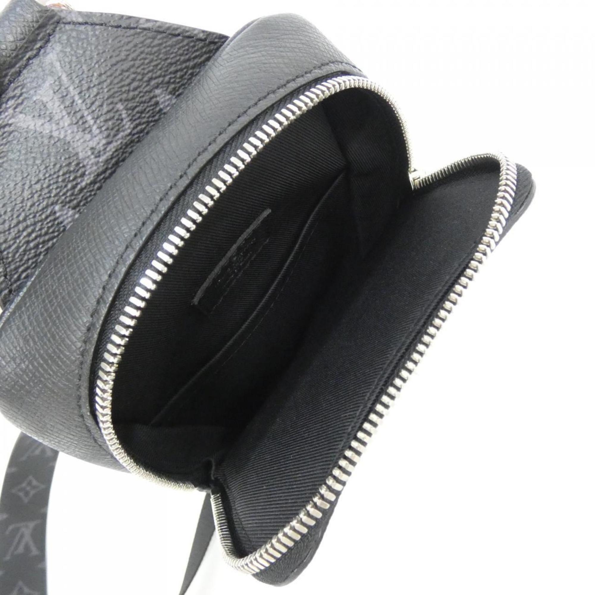 Louis Vuitton Taigarama Black Coated Canvas Leather Shoulder Bag (Pre-Owned)