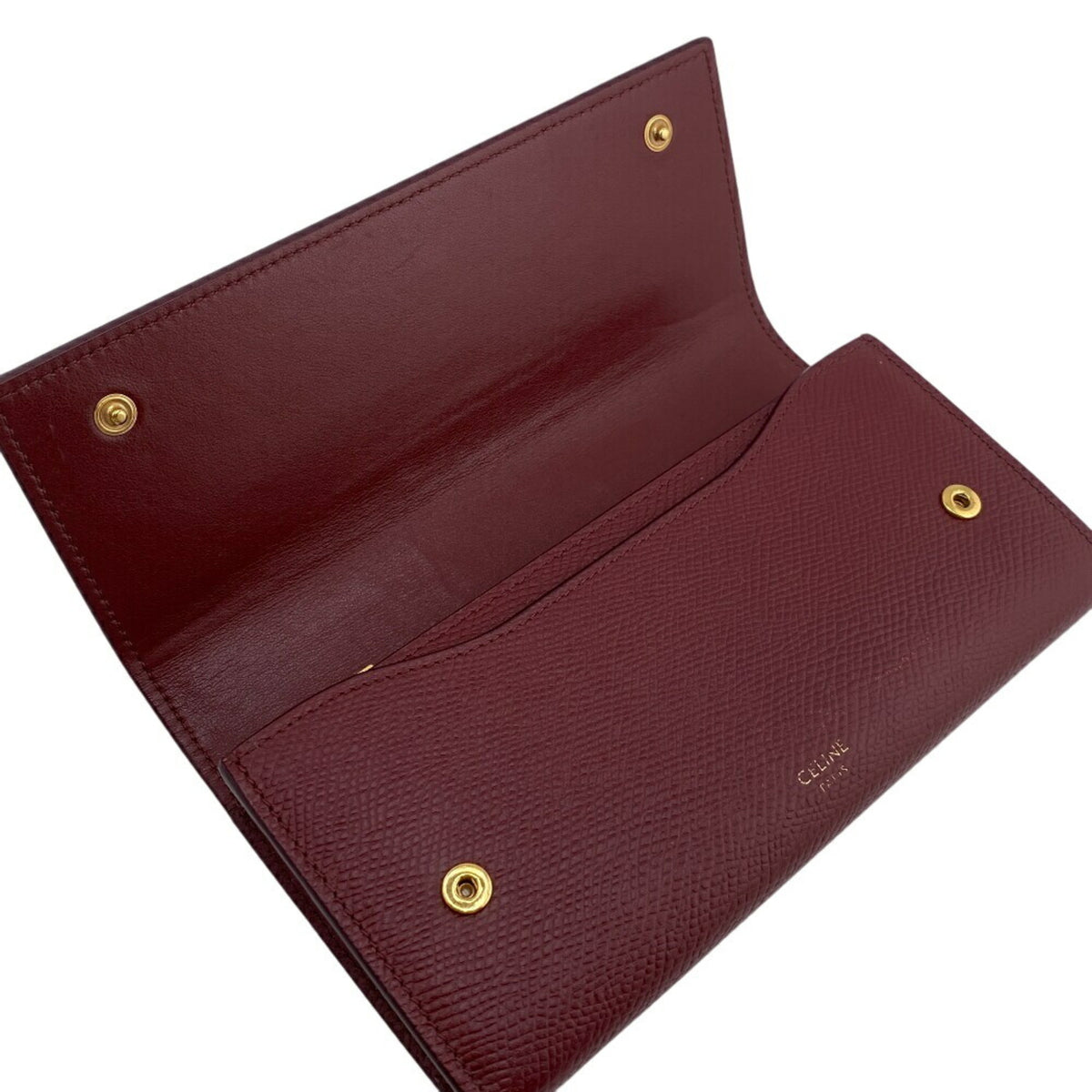 Celine Bordeaux Leather Long Wallet (Bi-Fold) (Pre-Owned)