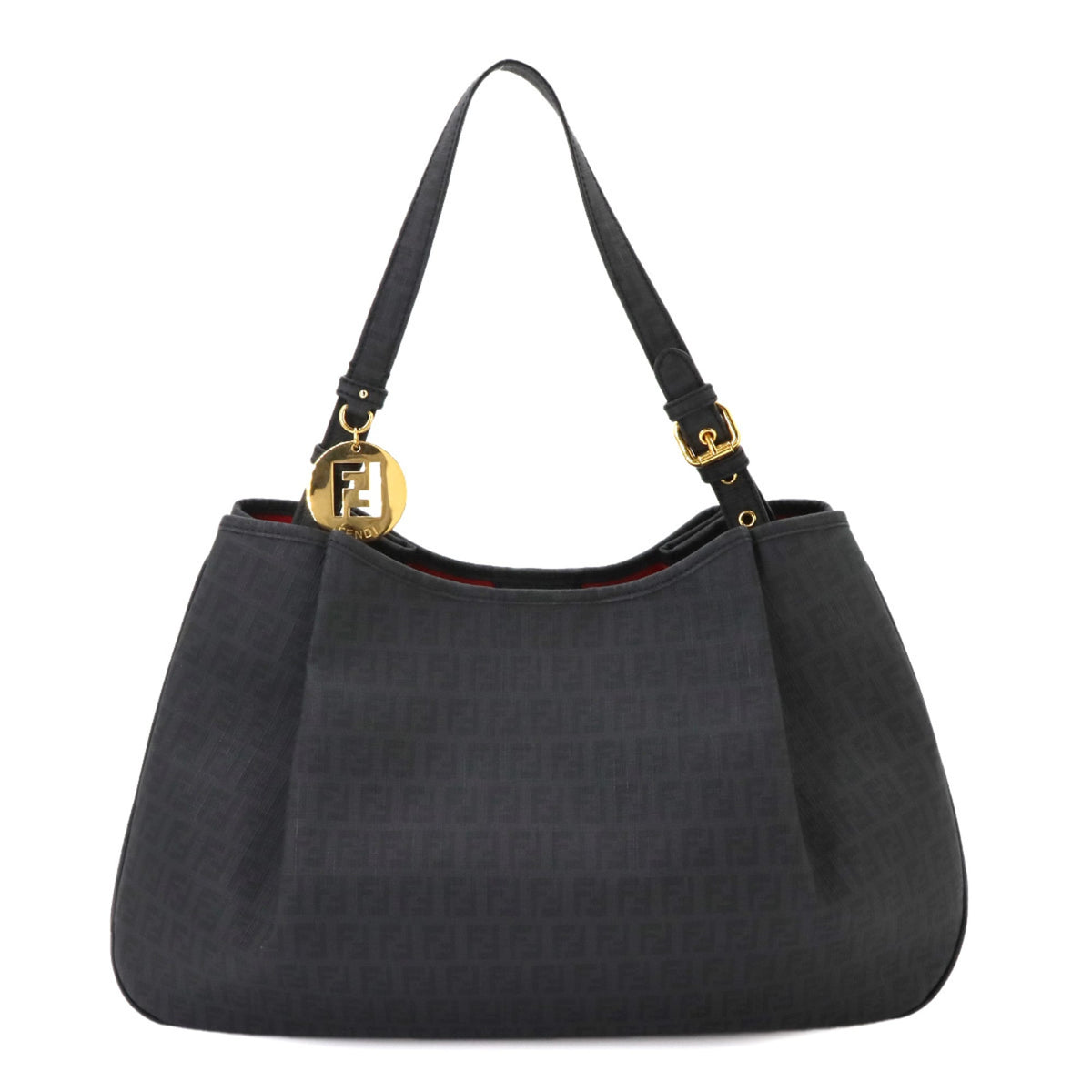 Fendi Zucchino Gray Zucchino Handbag Shoulder Bag (Pre-Owned)
